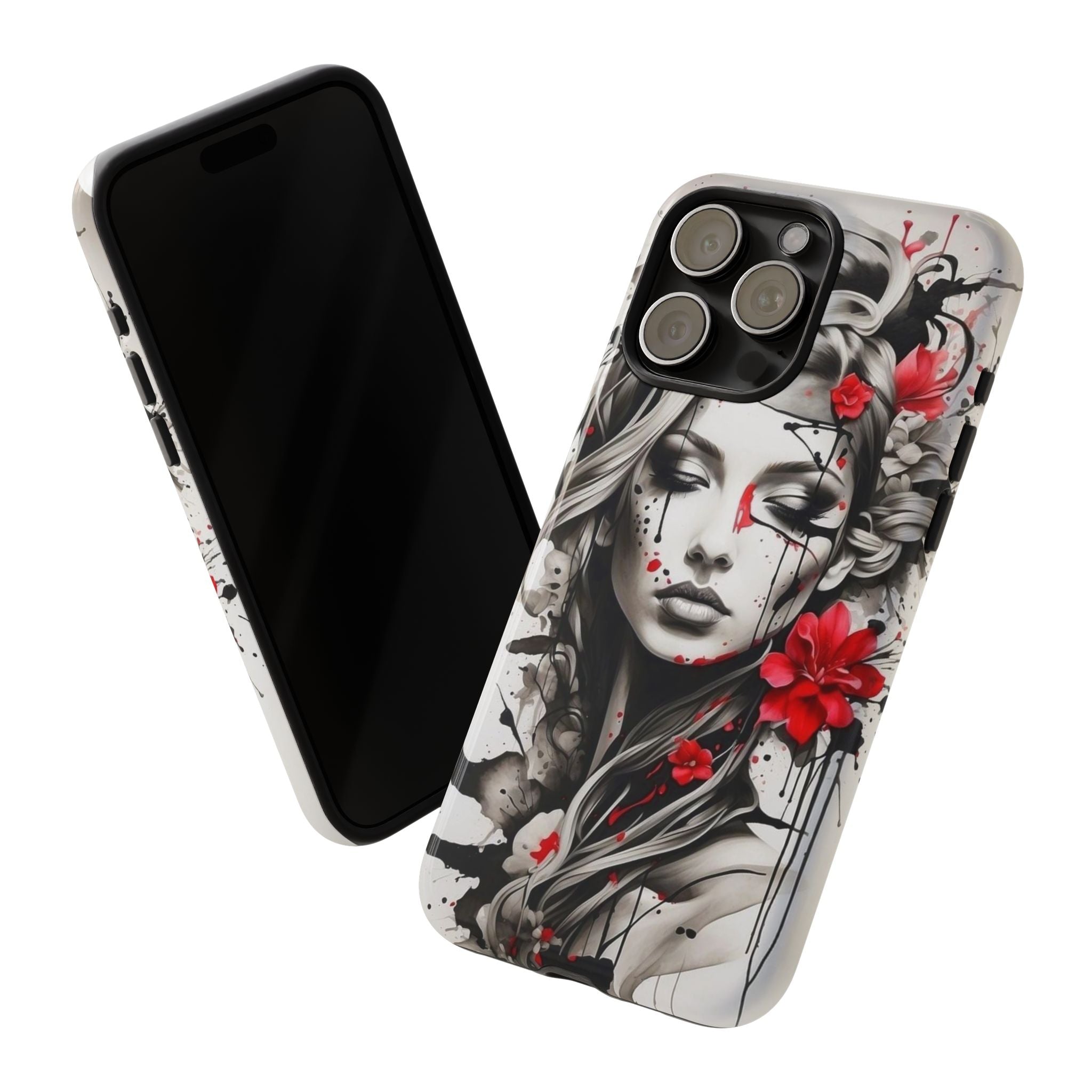 Phone Case Noir Floral Portrait Protective Tough Case