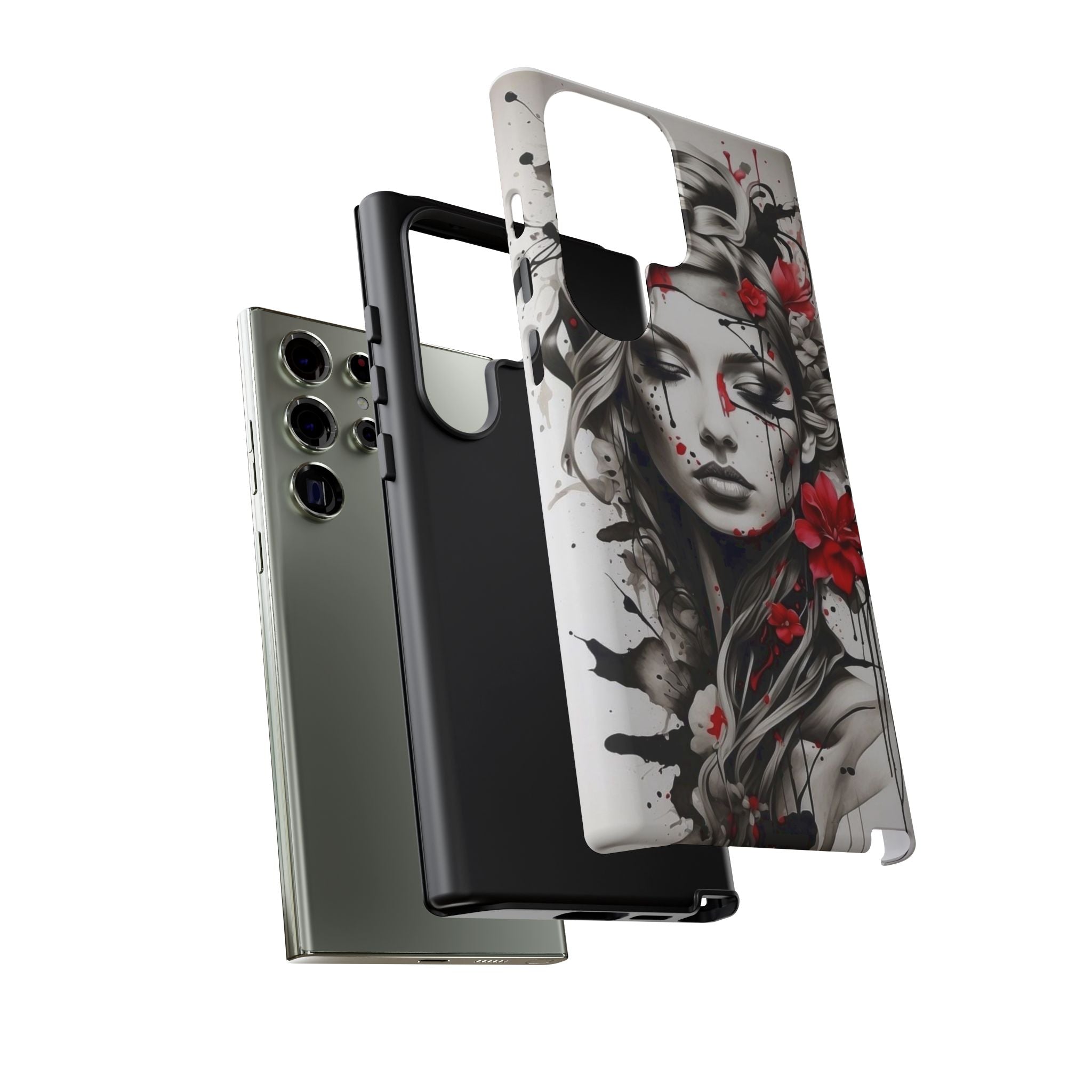 Phone Case Noir Floral Portrait Protective Tough Case