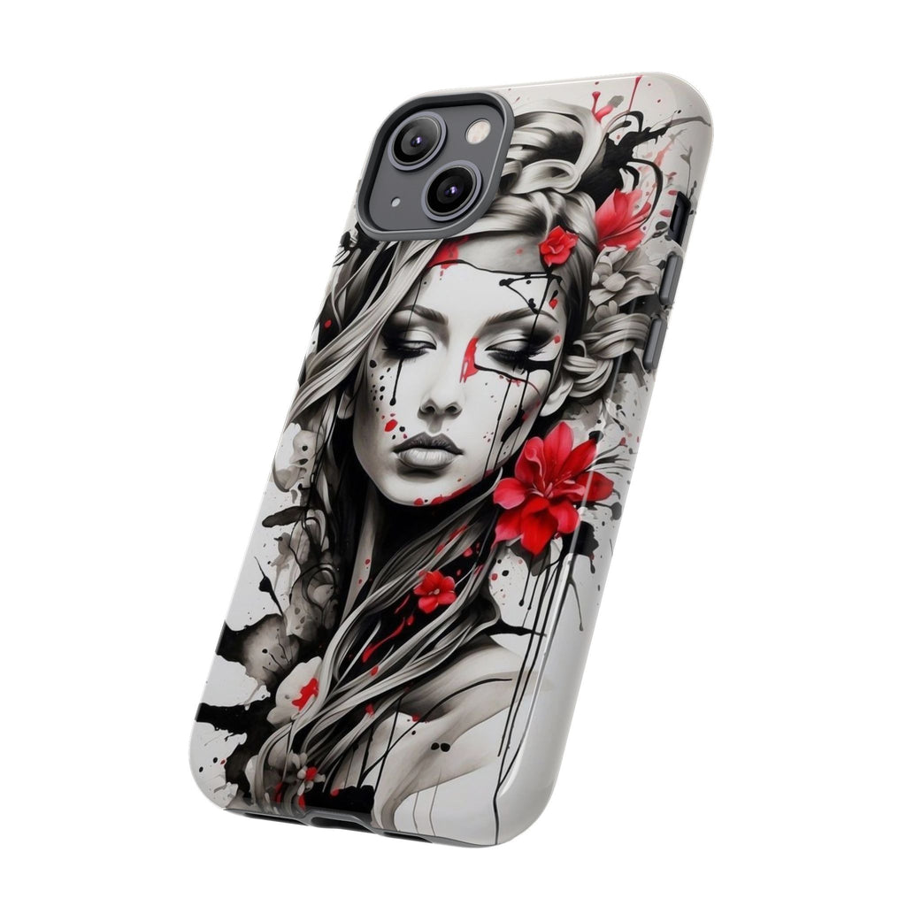 Phone Case Noir Floral Portrait Protective Tough Case