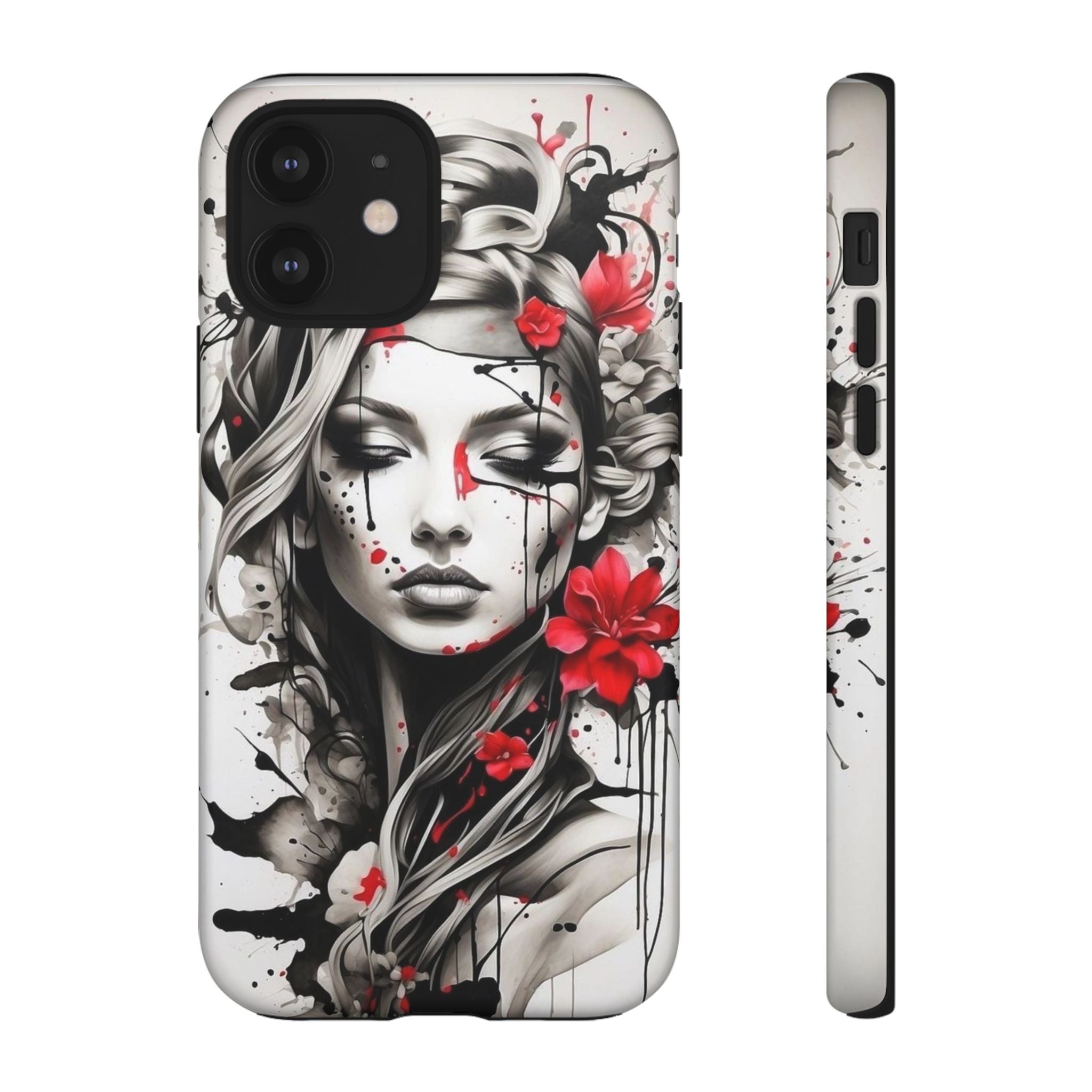 Phone Case Noir Floral Portrait Protective Tough Case
