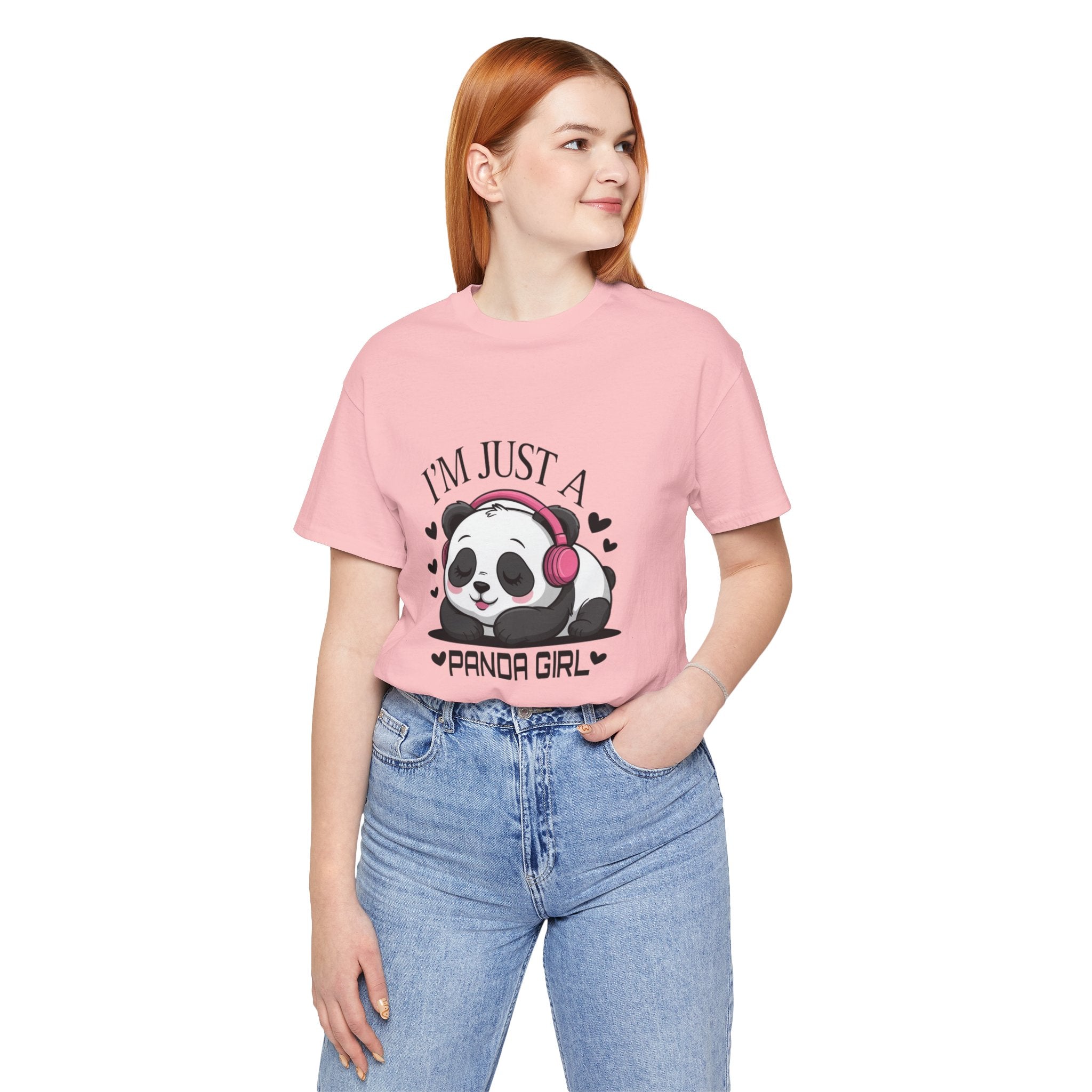 I’m Just a Panda Girl Tee Cute Panda Headphones Graphic T-Shirt