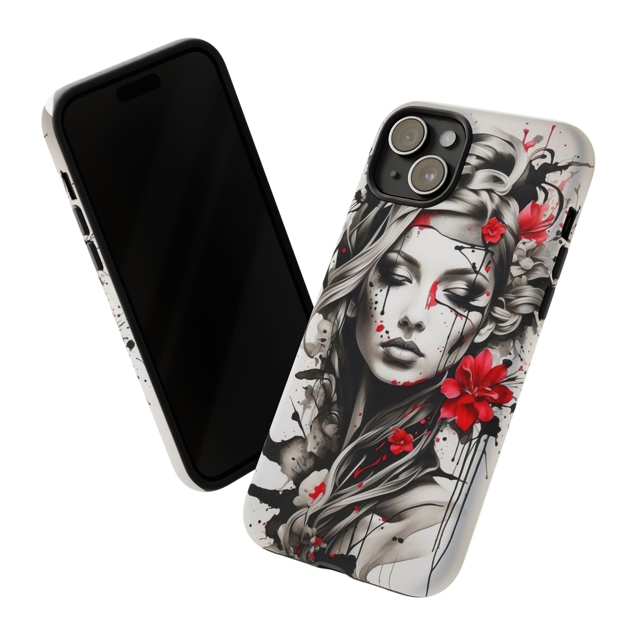 Phone Case Noir Floral Portrait Protective Tough Case