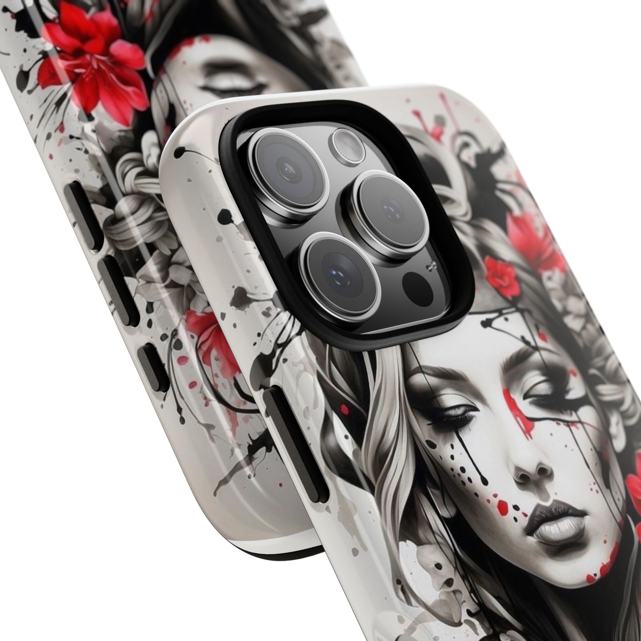 Phone Case Noir Floral Portrait Protective Tough Case