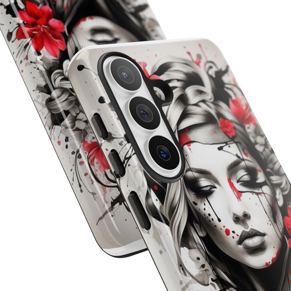 Phone Case Noir Floral Portrait Protective Tough Case