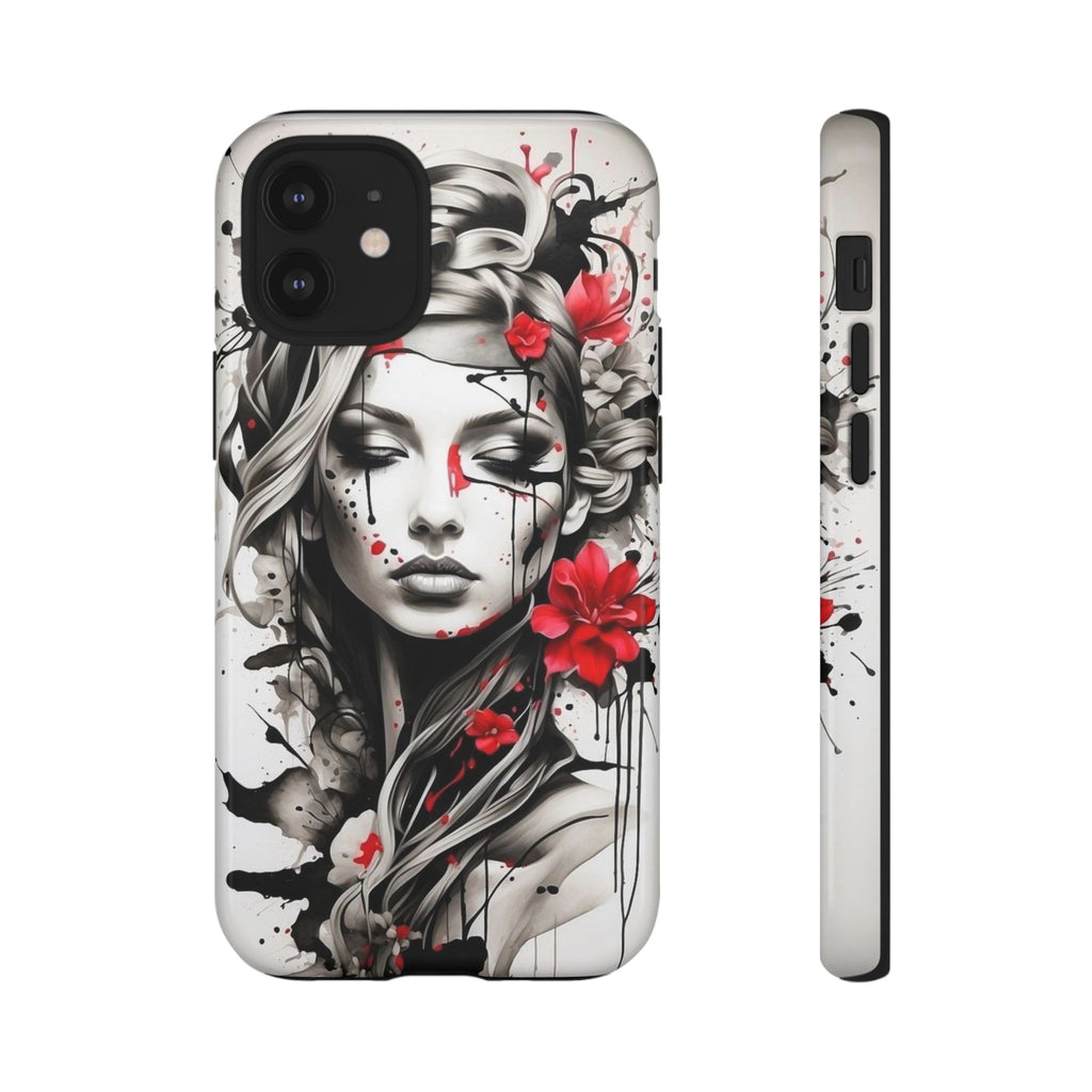 Phone Case Noir Floral Portrait Protective Tough Case