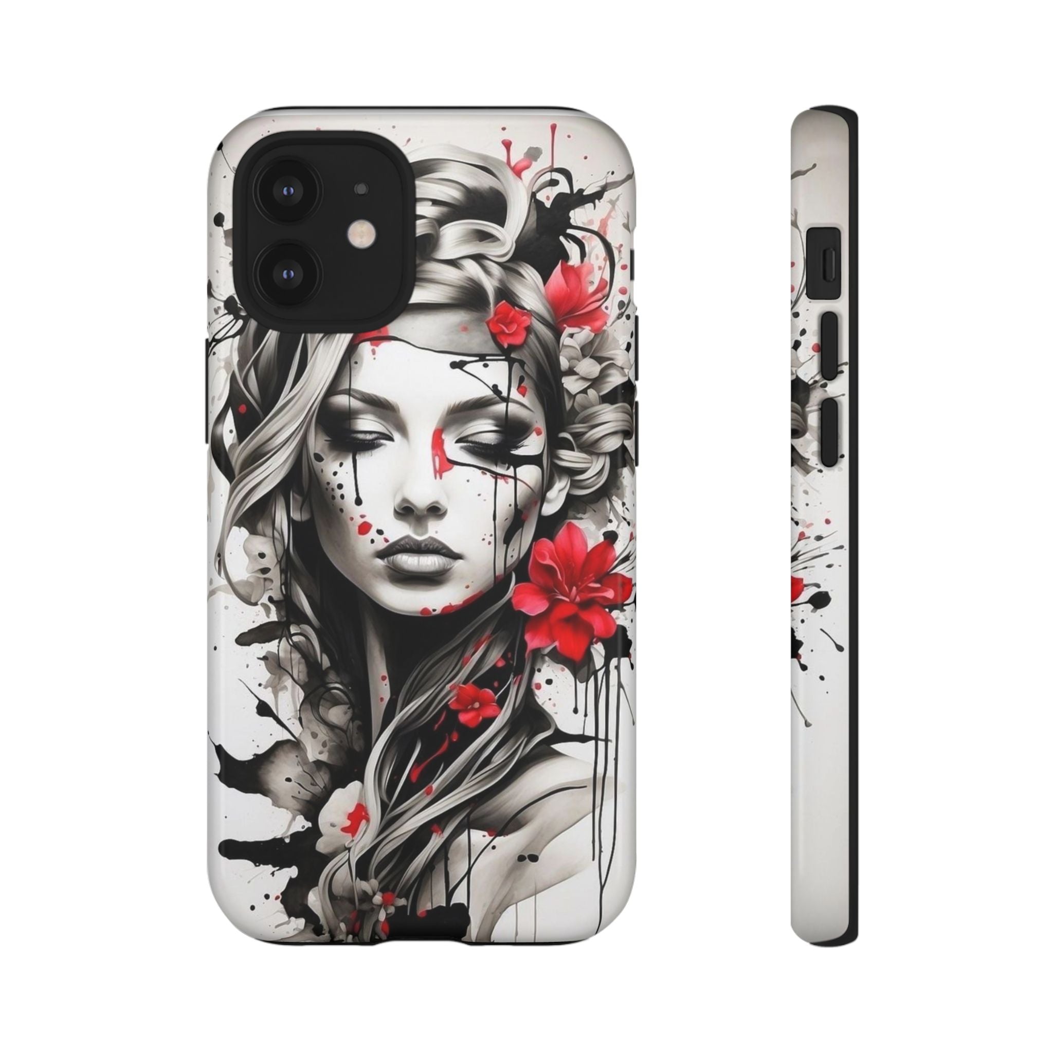Phone Case Noir Floral Portrait Protective Tough Case