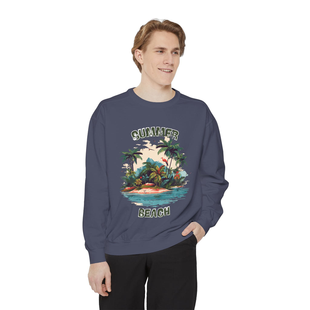 Beach Island Sweatshirt — "Summer Beach" Tropical Palm Crewneck