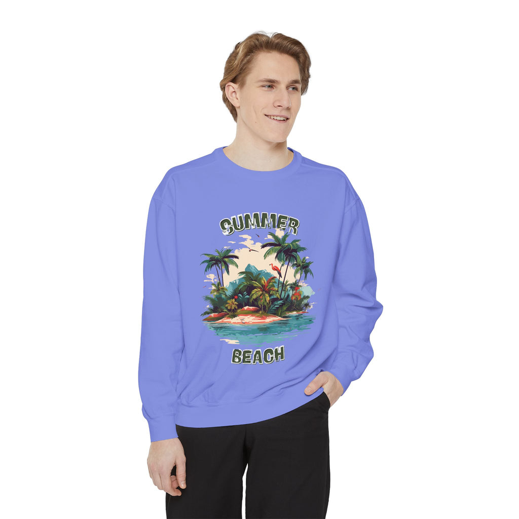 Beach Island Sweatshirt — "Summer Beach" Tropical Palm Crewneck