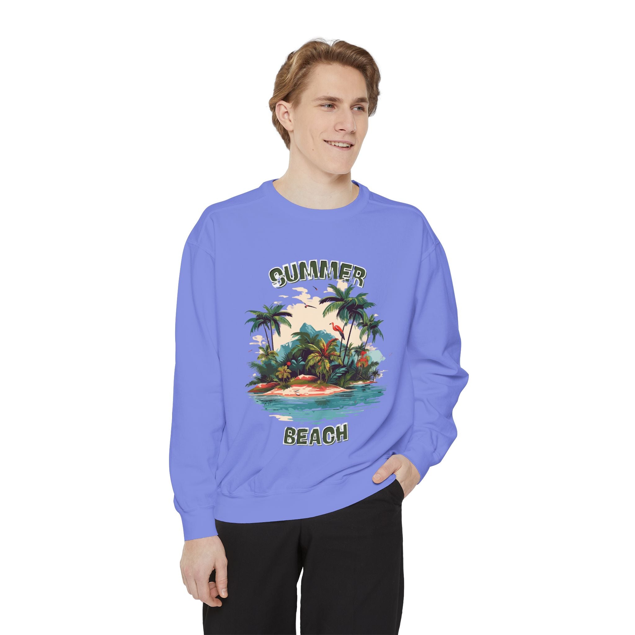 Beach Island Sweatshirt — "Summer Beach" Tropical Palm Crewneck