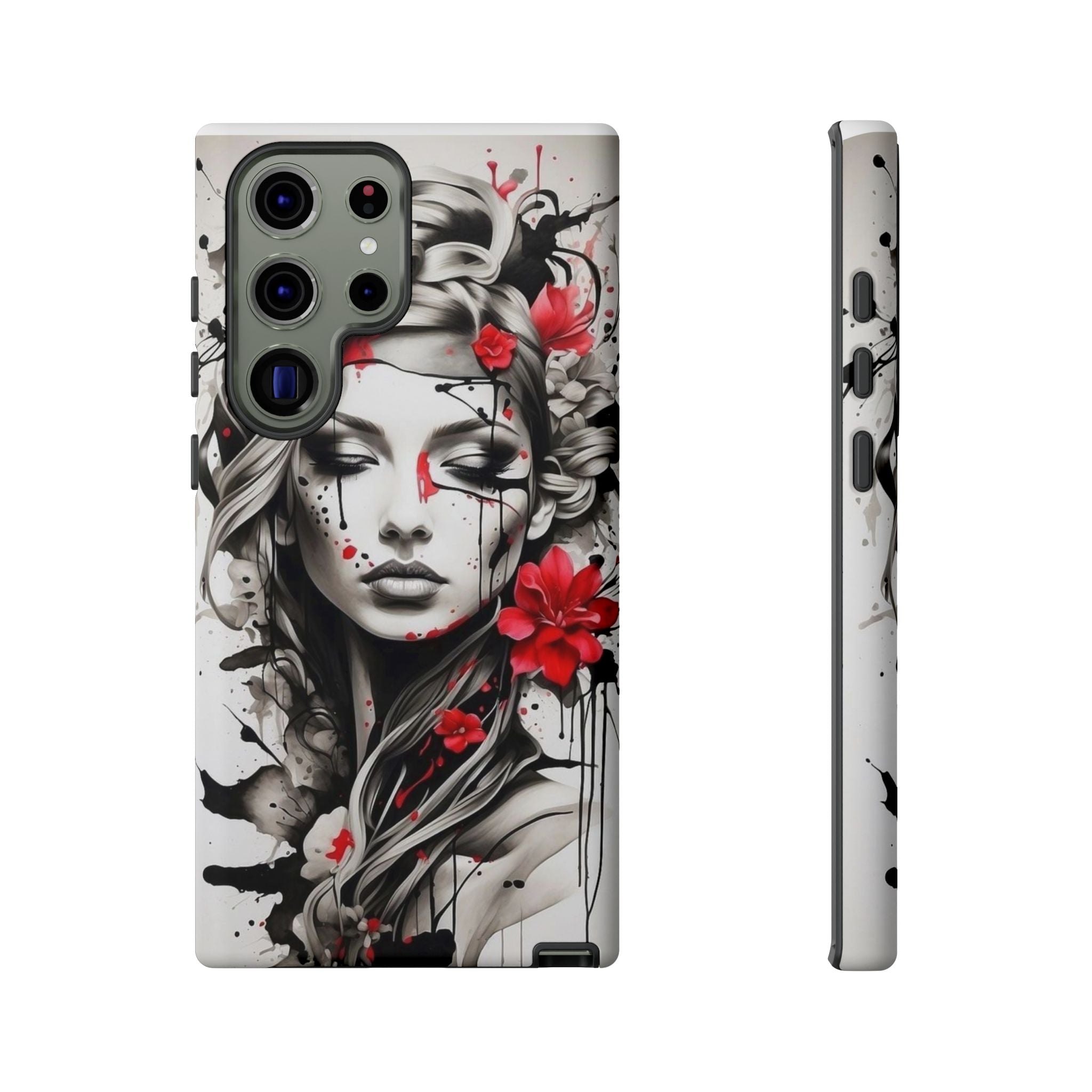 Phone Case Noir Floral Portrait Protective Tough Case
