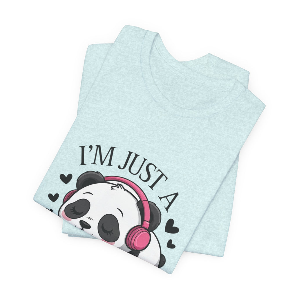 I’m Just a Panda Girl Tee Cute Panda Headphones Graphic T-Shirt