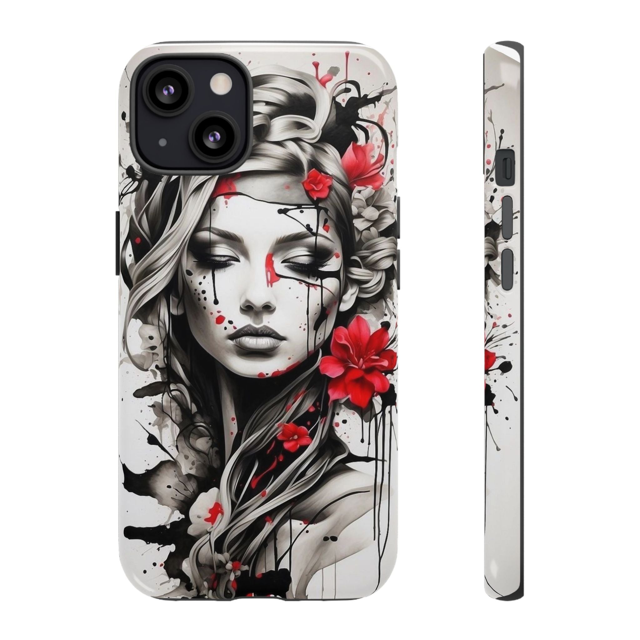 Phone Case Noir Floral Portrait Protective Tough Case