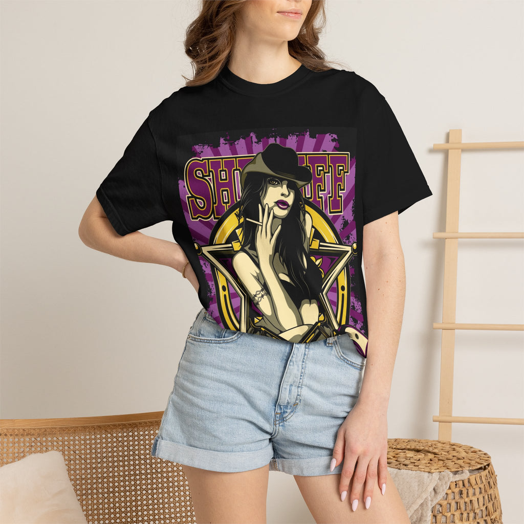 Sheriff Pinup Graphic T-Shirt — Vintage Western Woman Illustration