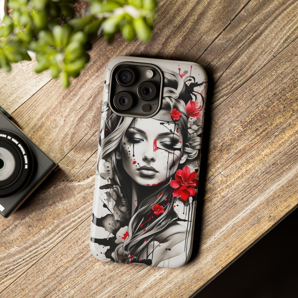 Phone Case Noir Floral Portrait Protective Tough Case