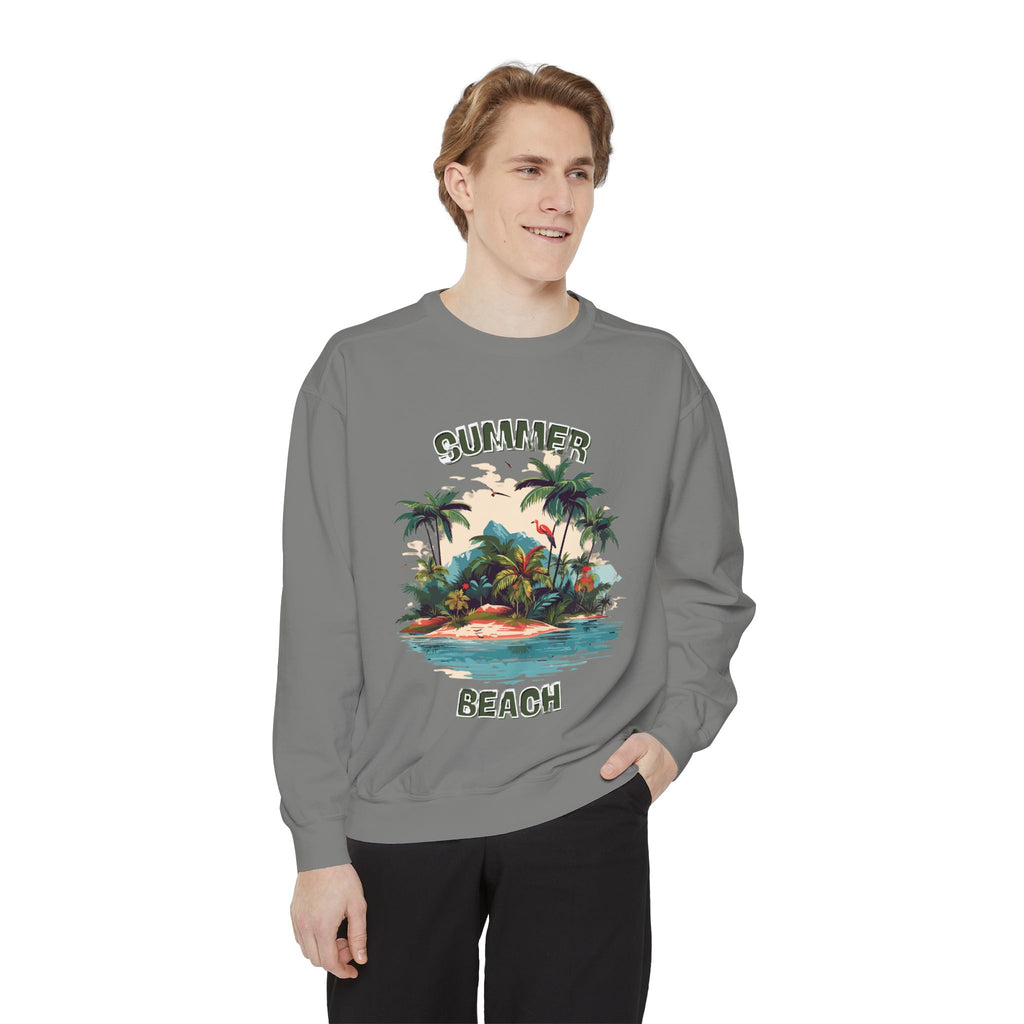 Beach Island Sweatshirt — "Summer Beach" Tropical Palm Crewneck