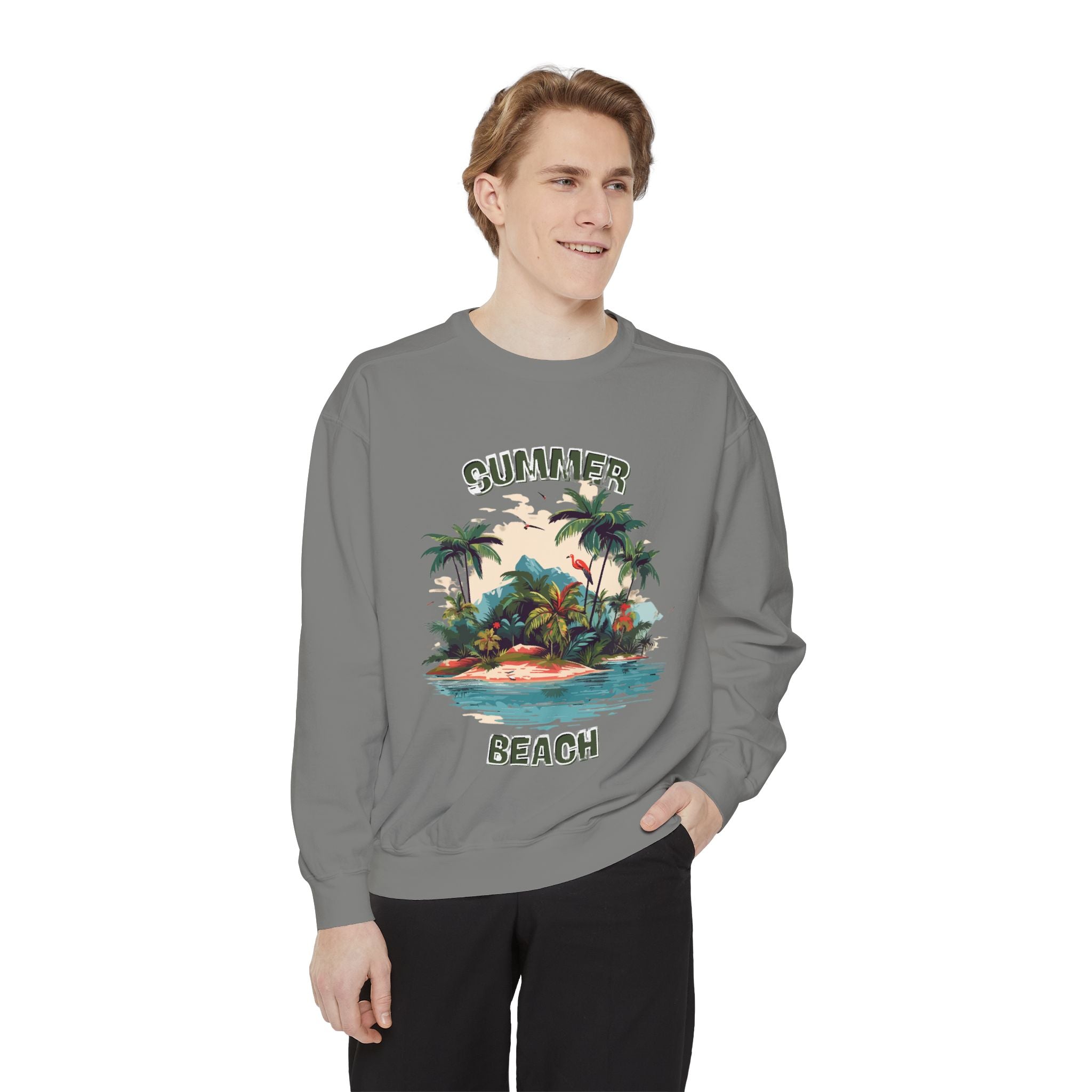 Beach Island Sweatshirt — "Summer Beach" Tropical Palm Crewneck