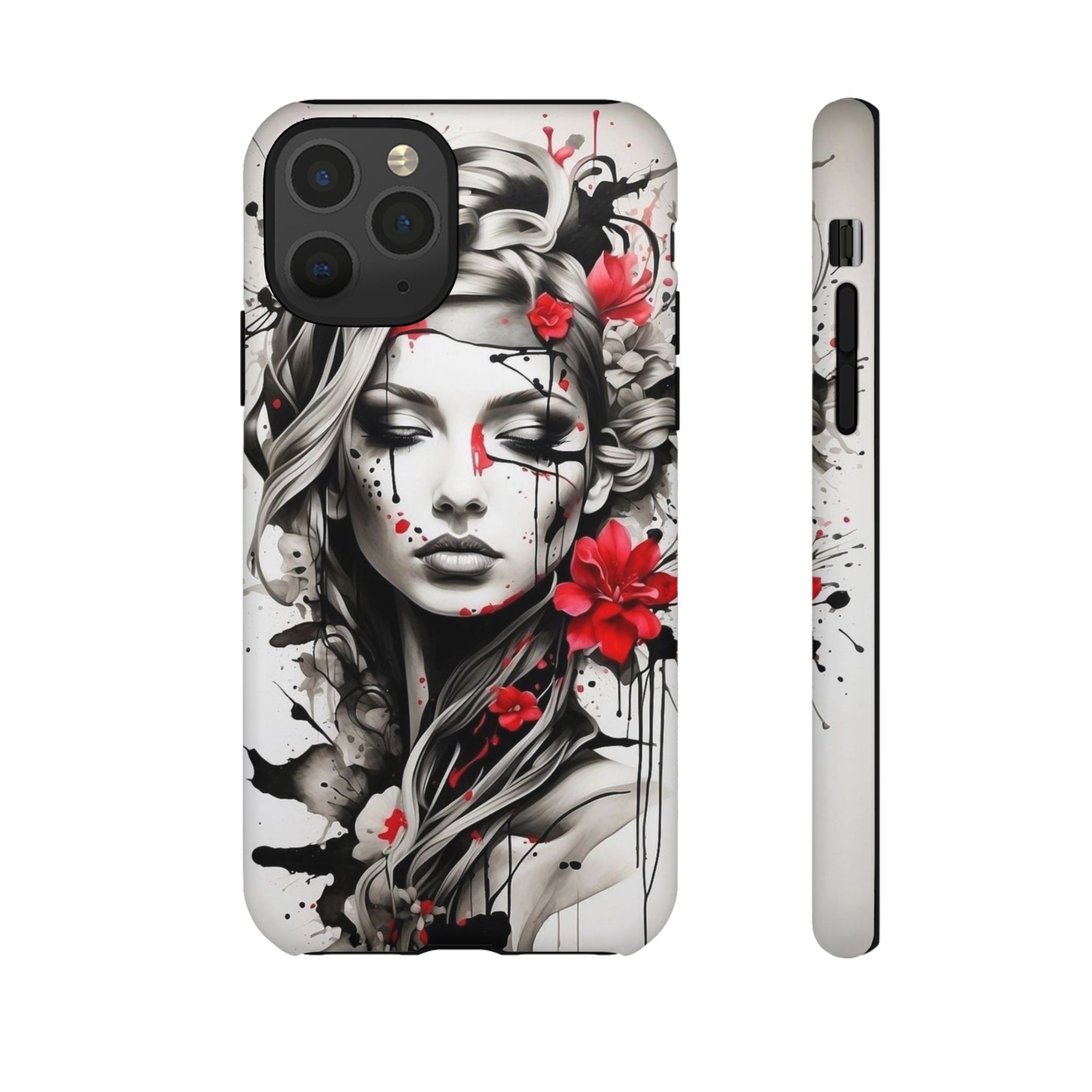 Phone Case Noir Floral Portrait Protective Tough Case
