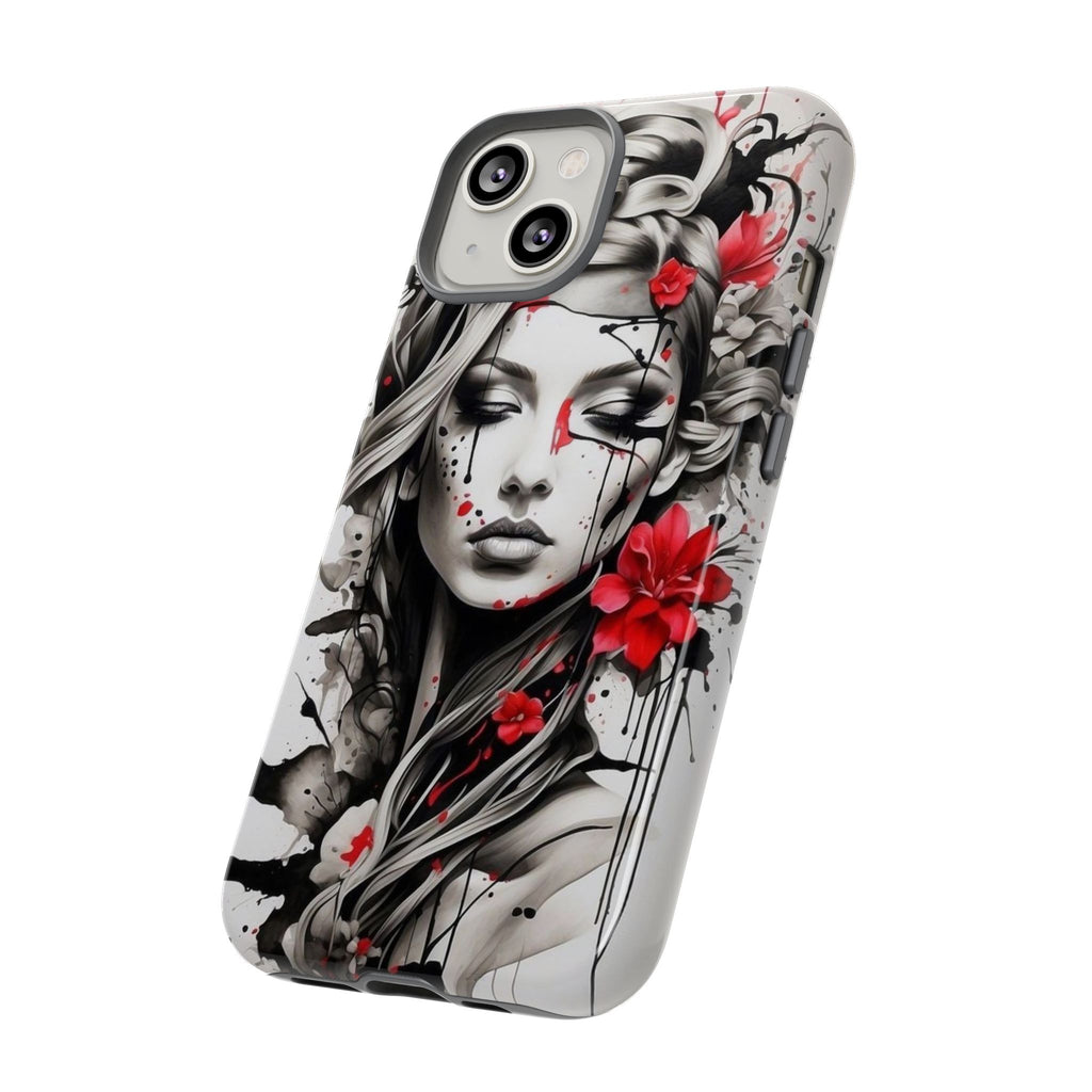Phone Case Noir Floral Portrait Protective Tough Case