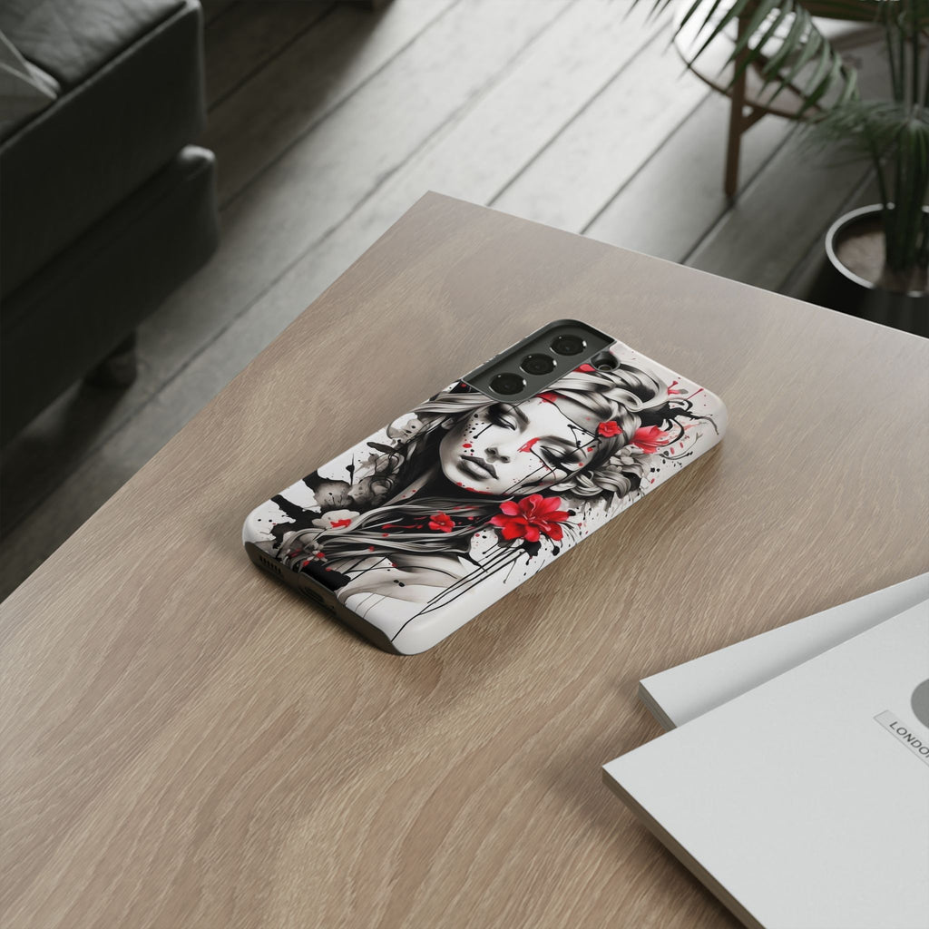 Phone Case Noir Floral Portrait Protective Tough Case