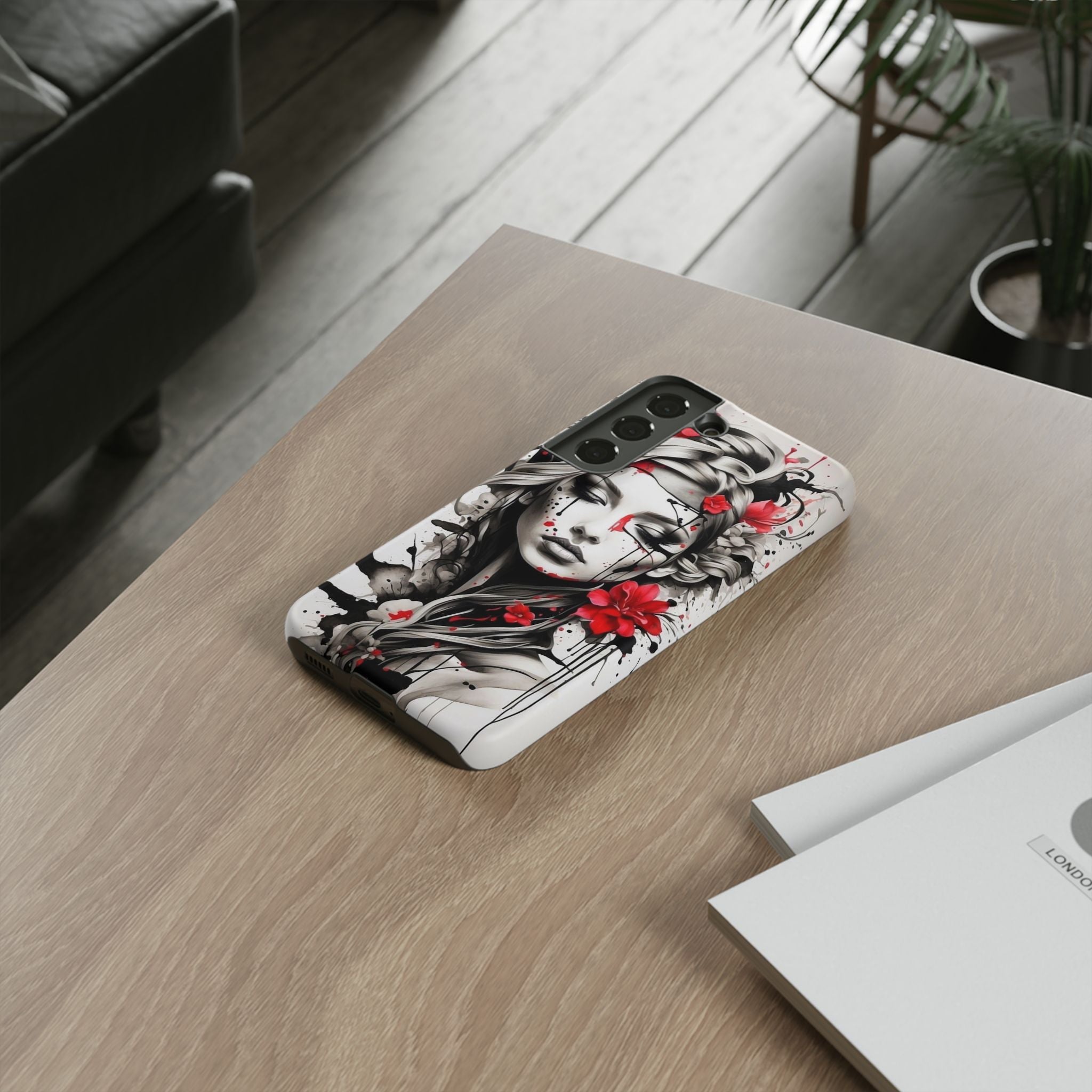 Phone Case Noir Floral Portrait Protective Tough Case