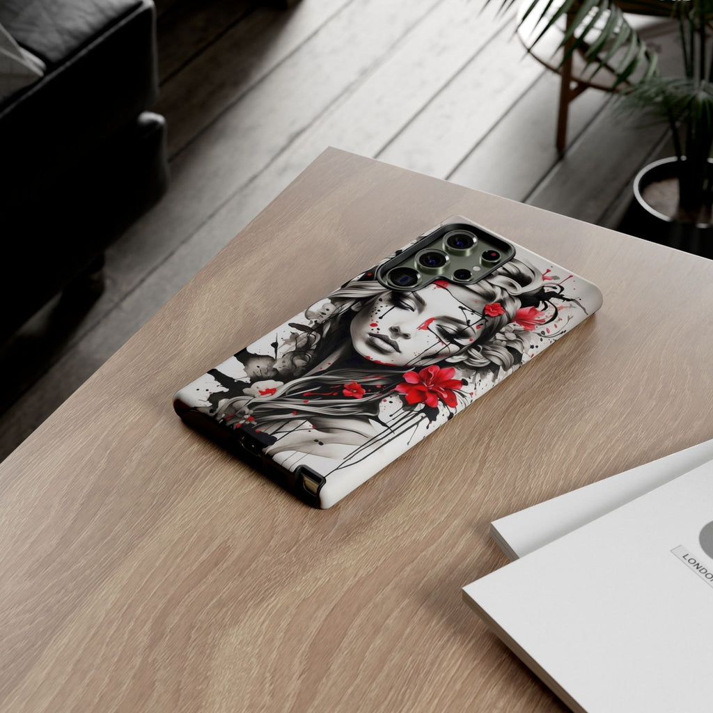 Phone Case Noir Floral Portrait Protective Tough Case