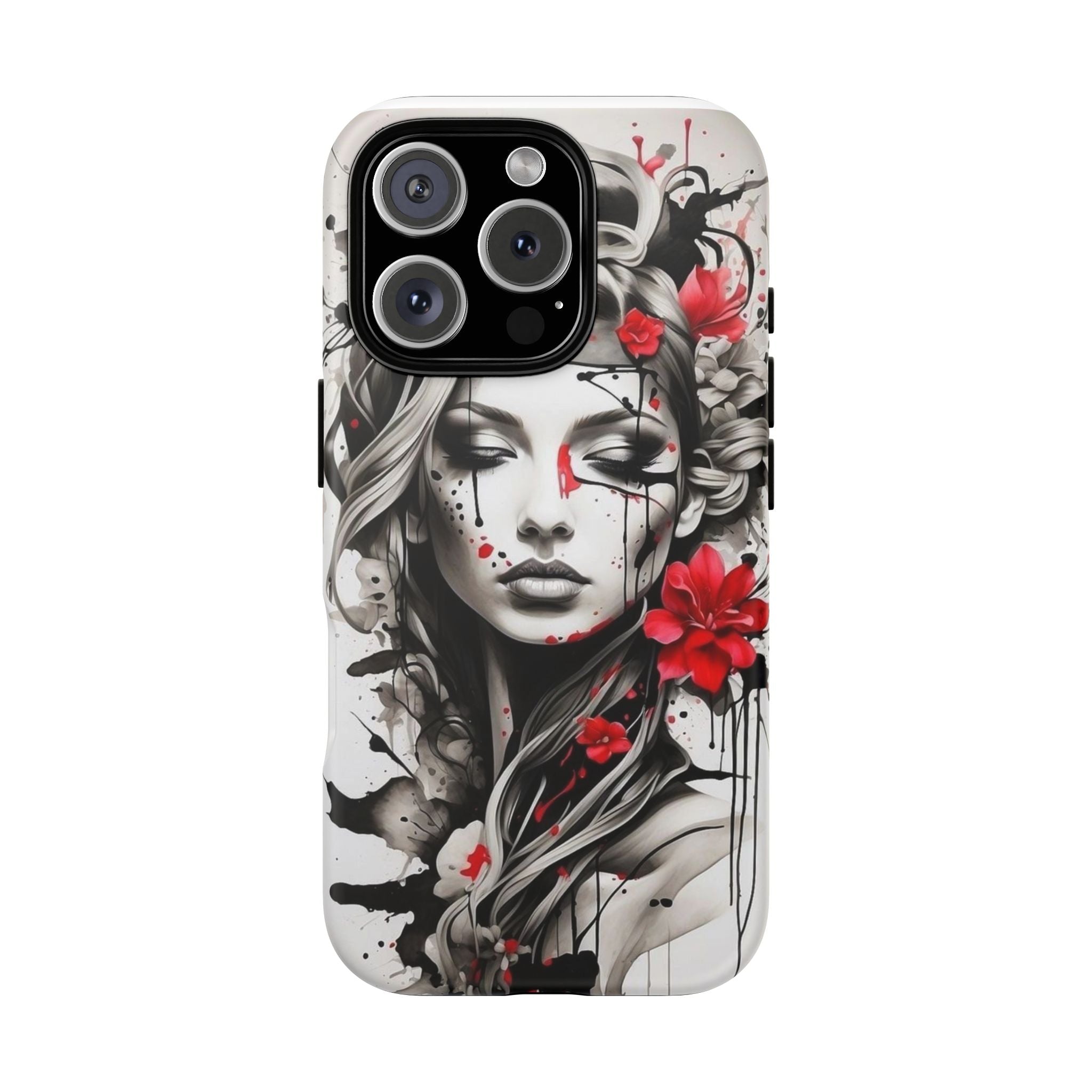 Phone Case Noir Floral Portrait Protective Tough Case