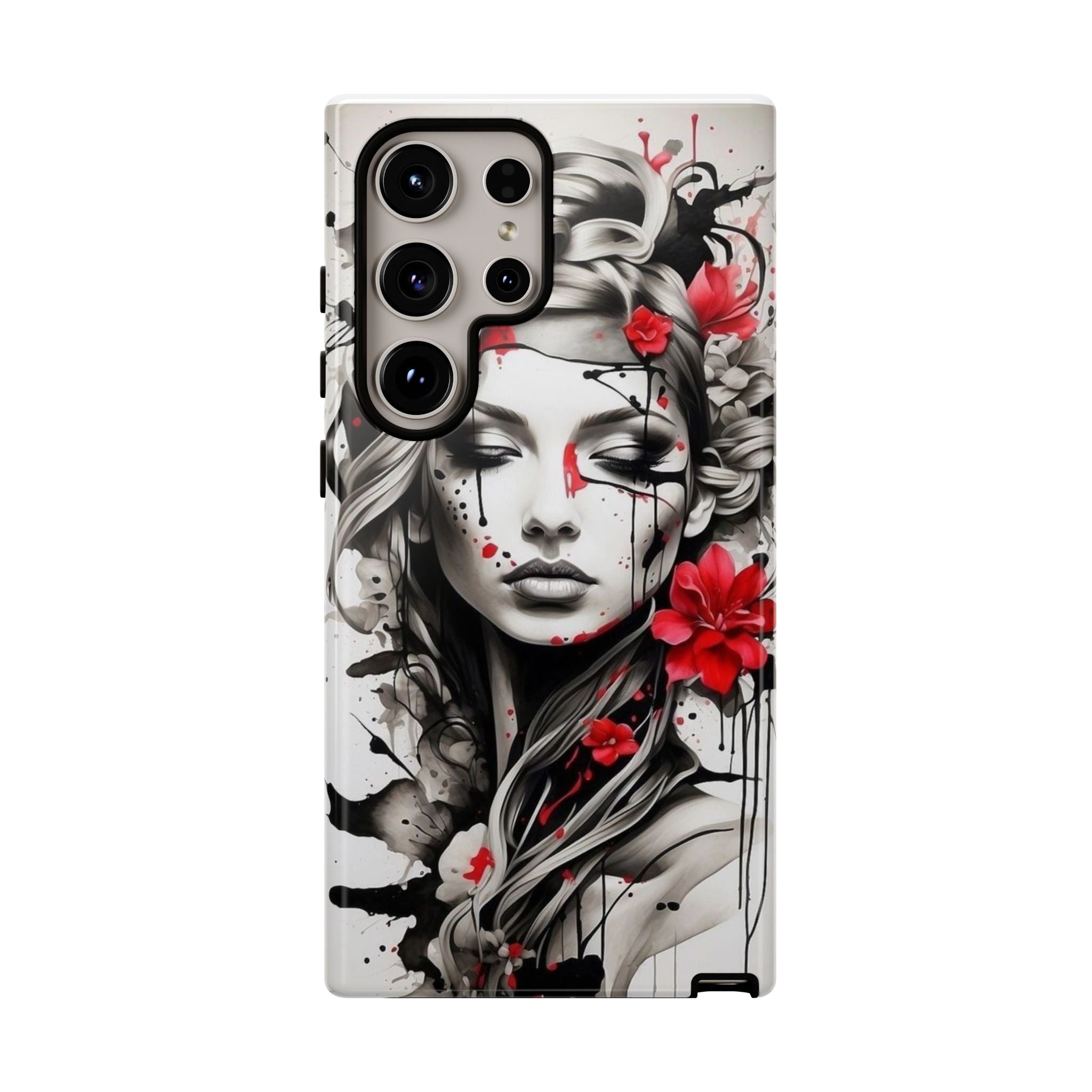 Phone Case Noir Floral Portrait Protective Tough Case