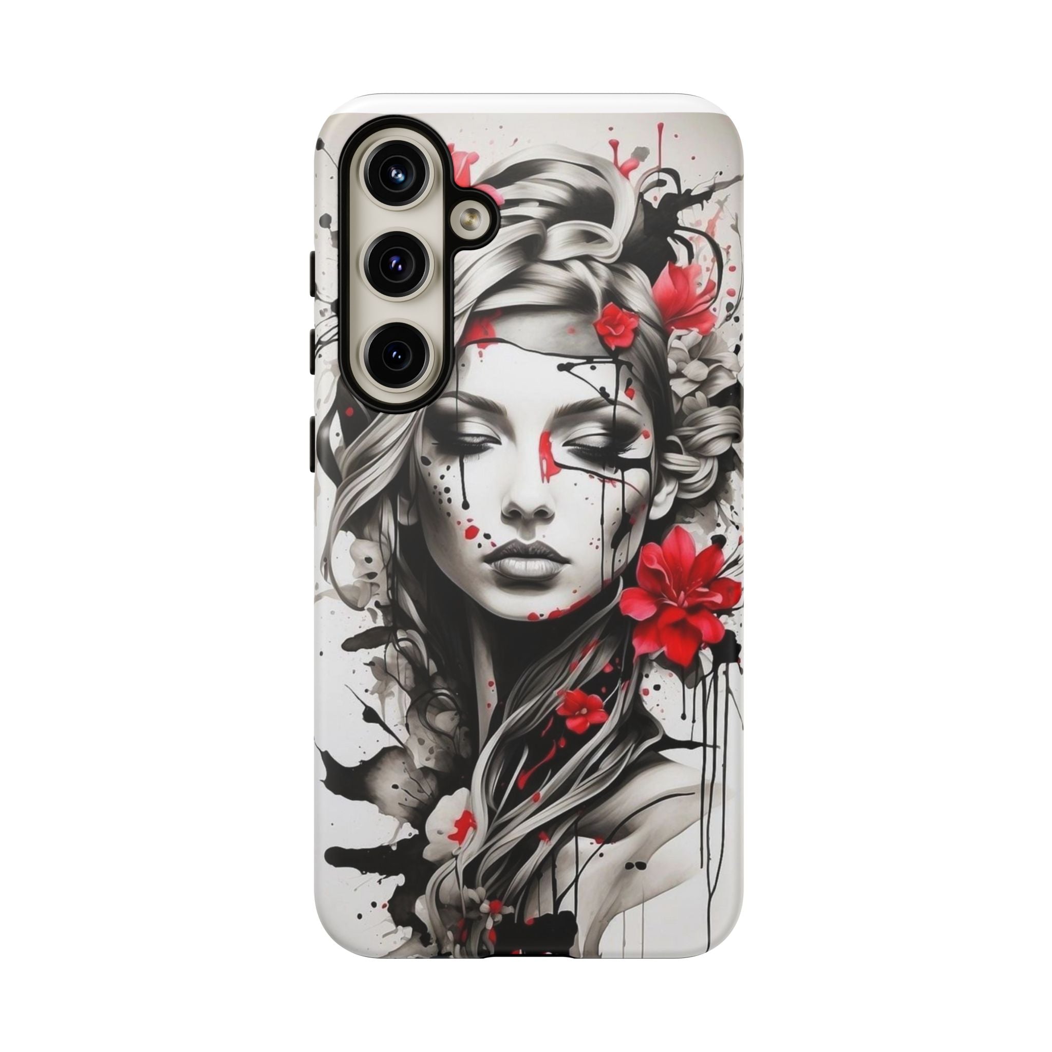 Phone Case Noir Floral Portrait Protective Tough Case