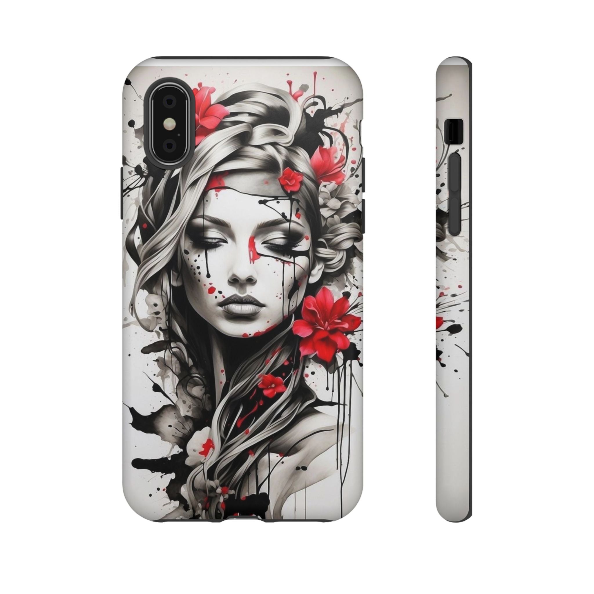 Phone Case Noir Floral Portrait Protective Tough Case