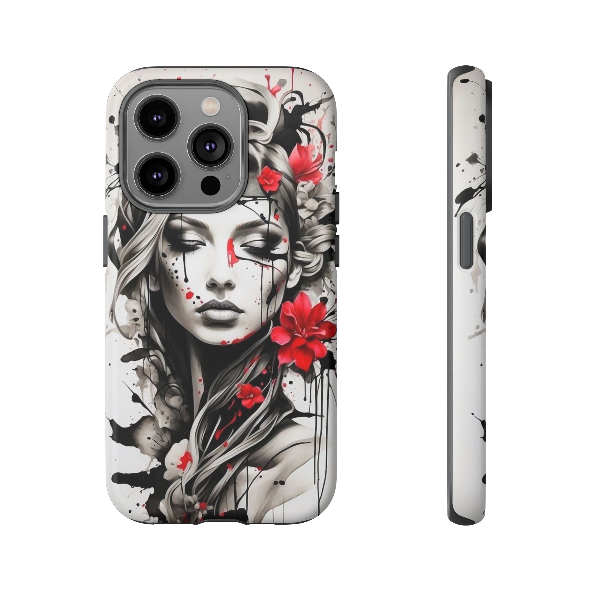 Phone Case Noir Floral Portrait Protective Tough Case