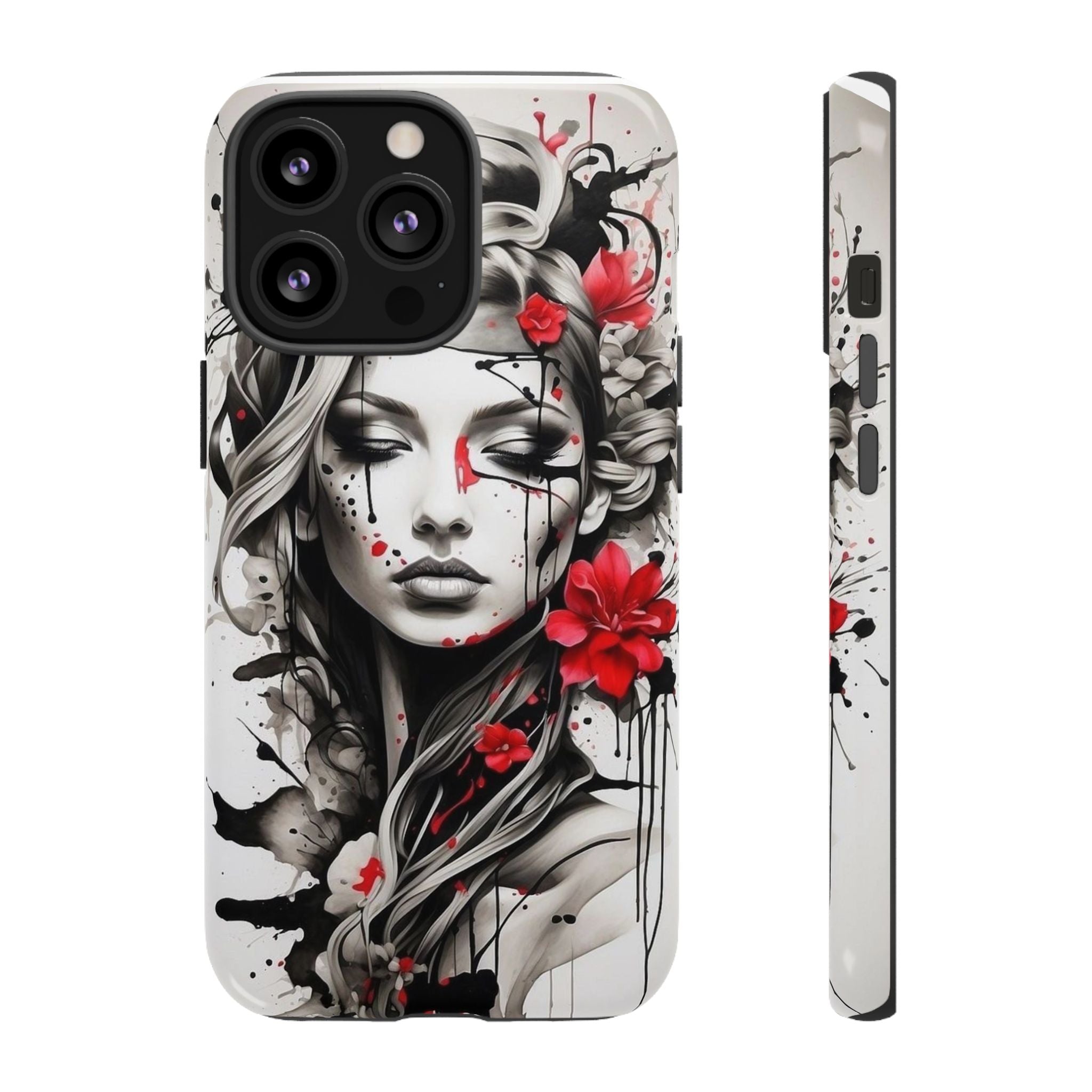 Phone Case Noir Floral Portrait Protective Tough Case