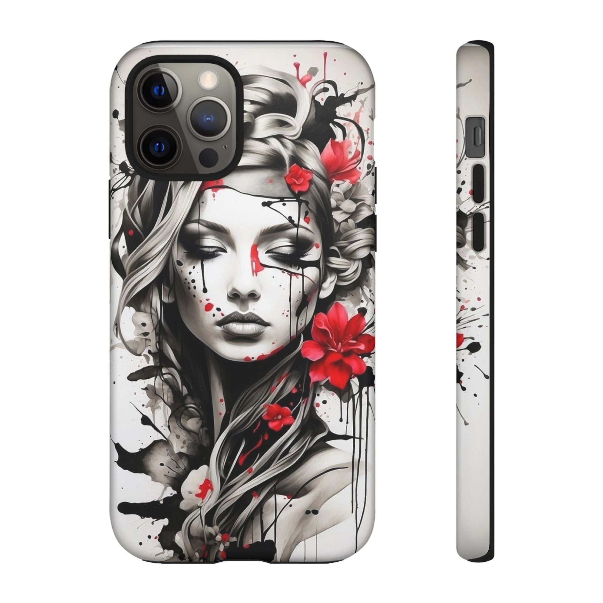 Phone Case Noir Floral Portrait Protective Tough Case