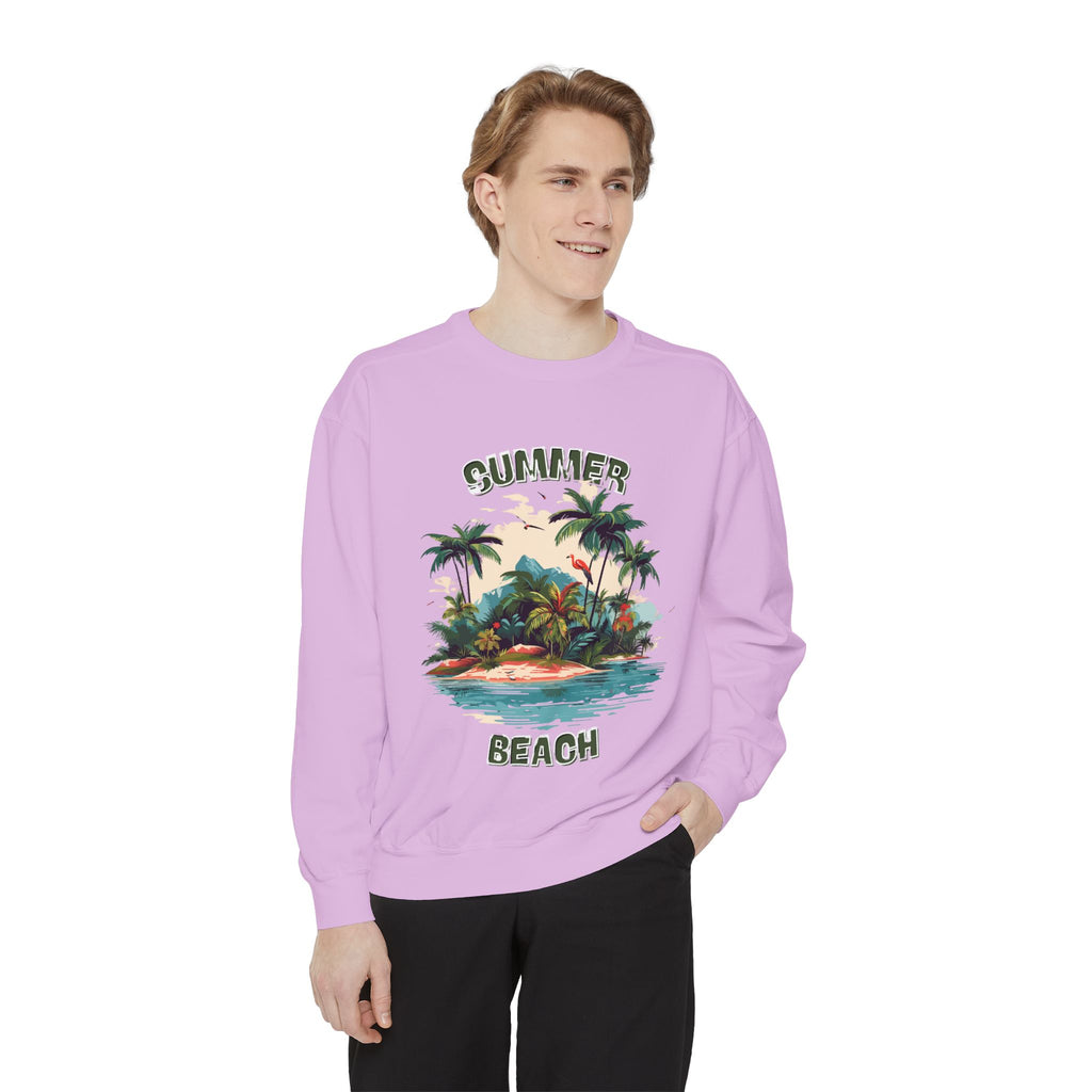 Beach Island Sweatshirt — "Summer Beach" Tropical Palm Crewneck