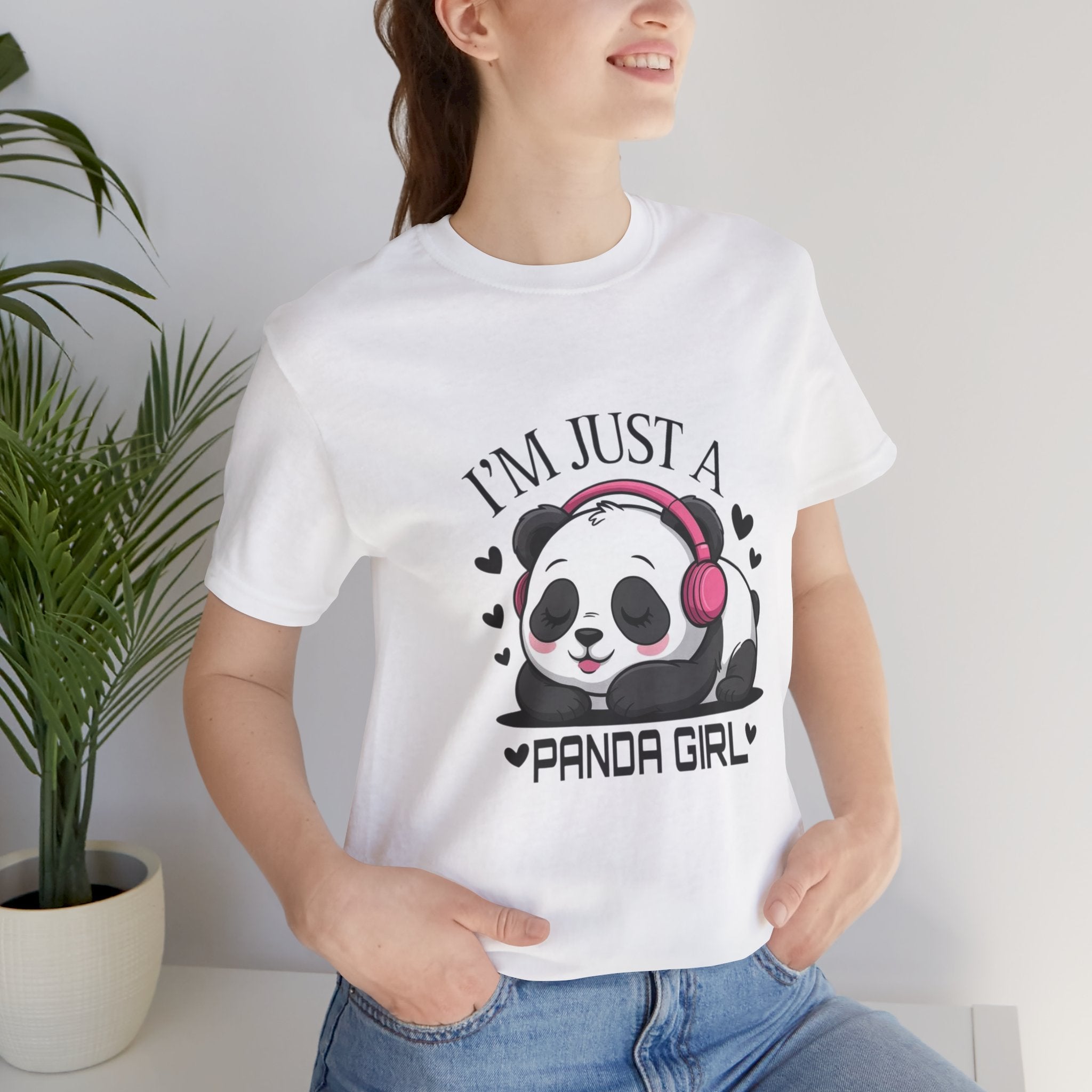 I’m Just a Panda Girl Tee Cute Panda Headphones Graphic T-Shirt