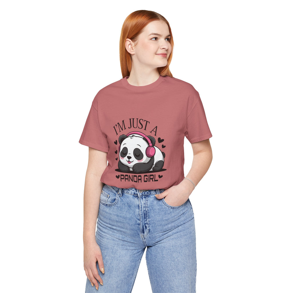 I’m Just a Panda Girl Tee Cute Panda Headphones Graphic T-Shirt