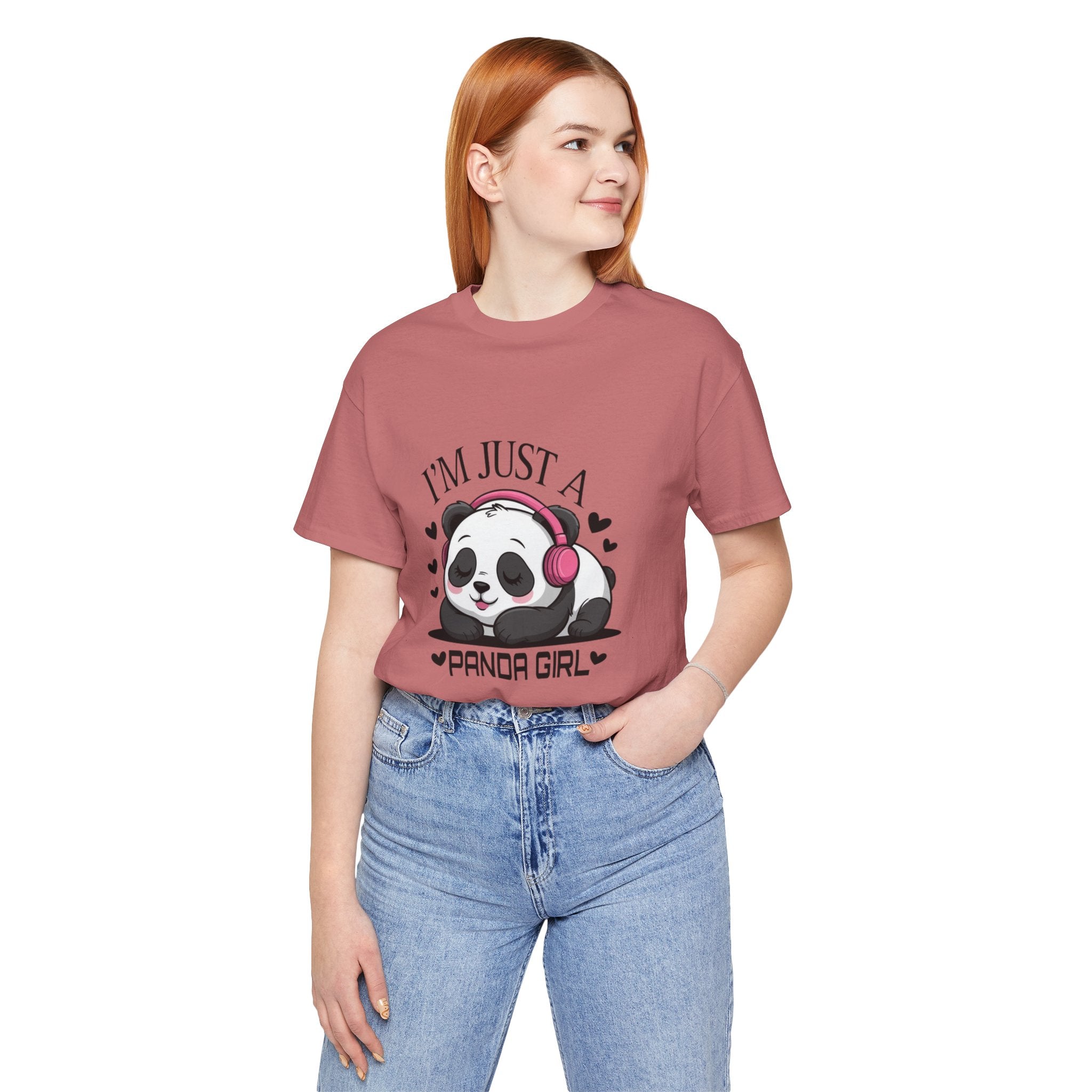I’m Just a Panda Girl Tee Cute Panda Headphones Graphic T-Shirt