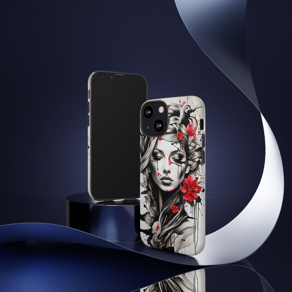 Phone Case Noir Floral Portrait Protective Tough Case