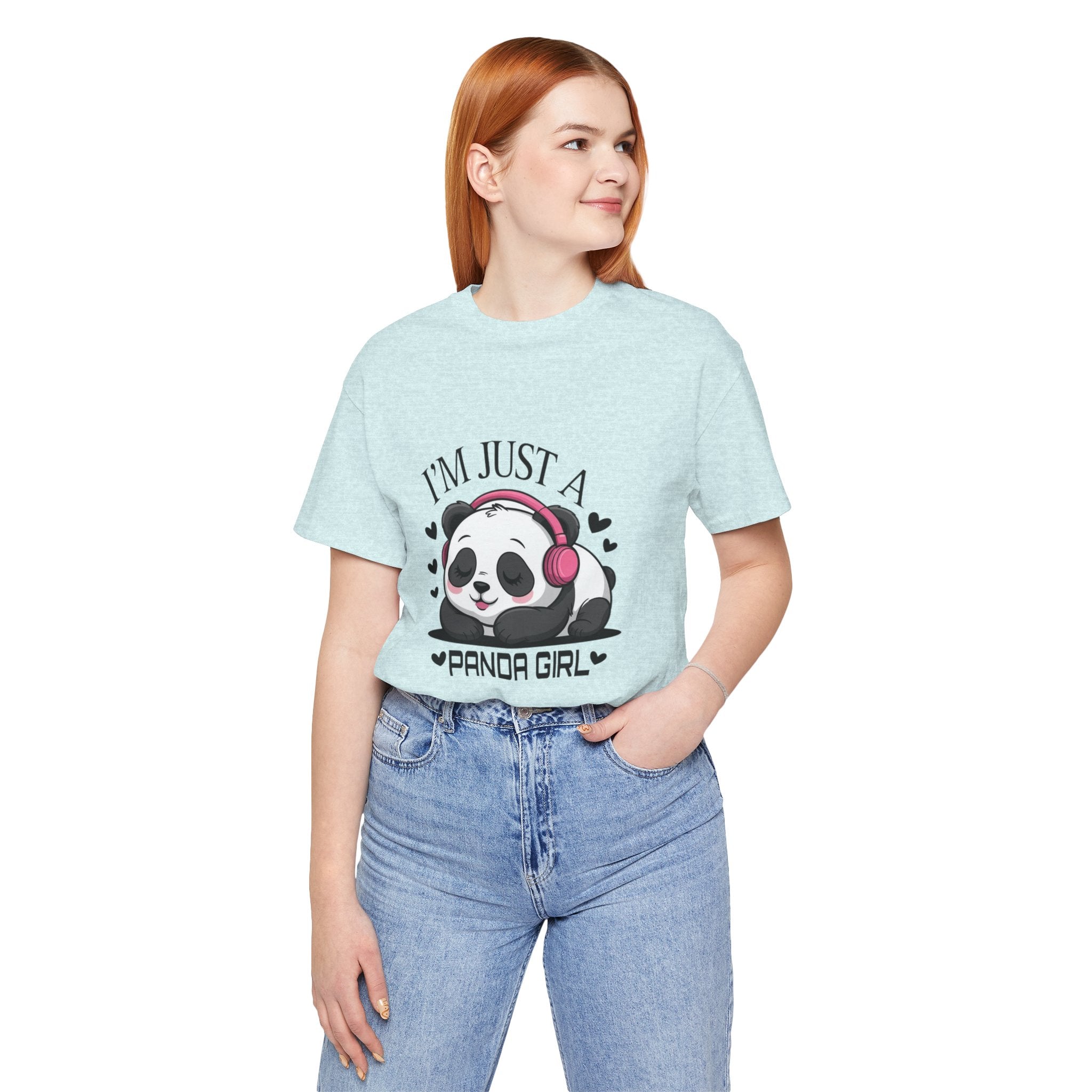 I’m Just a Panda Girl Tee Cute Panda Headphones Graphic T-Shirt