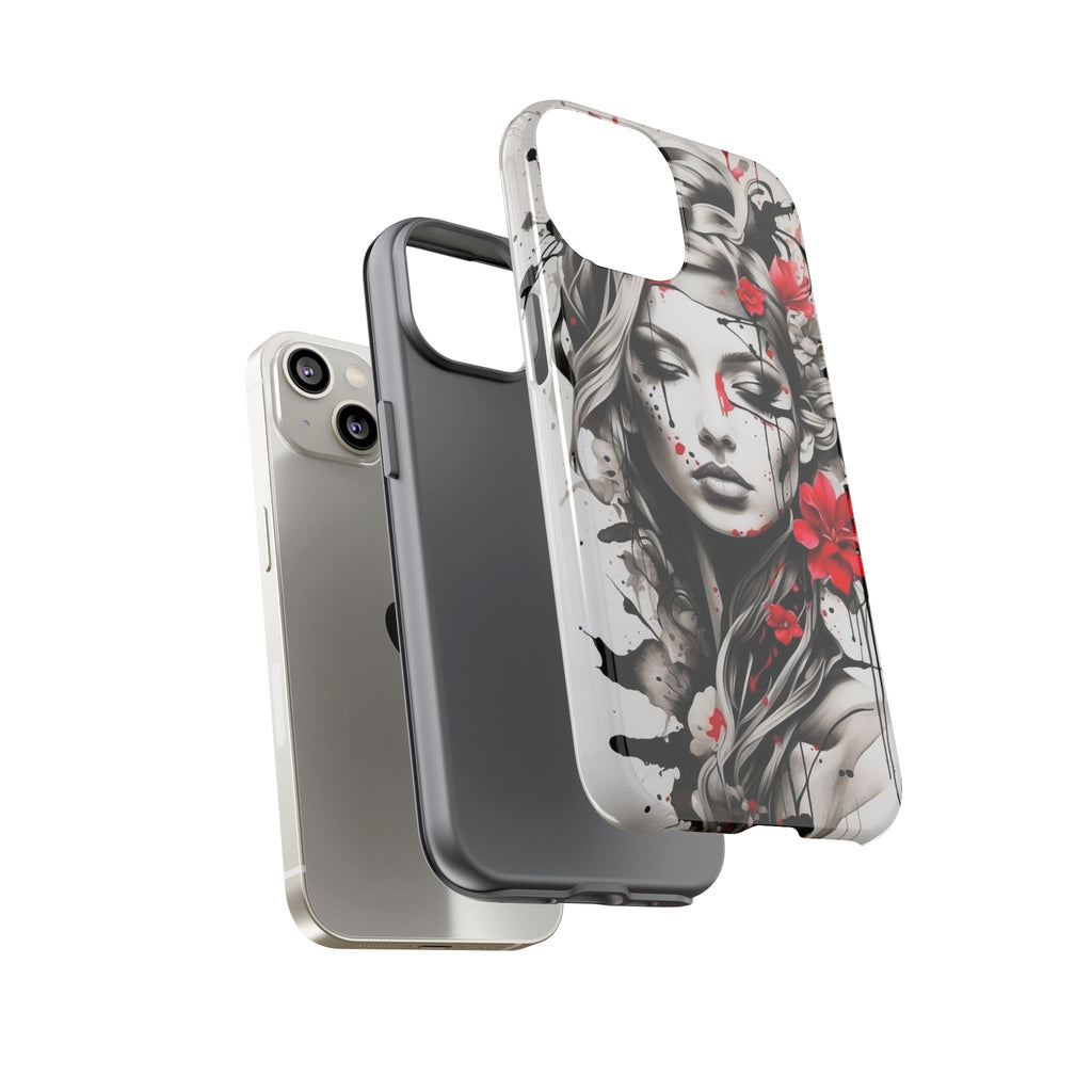 Phone Case Noir Floral Portrait Protective Tough Case