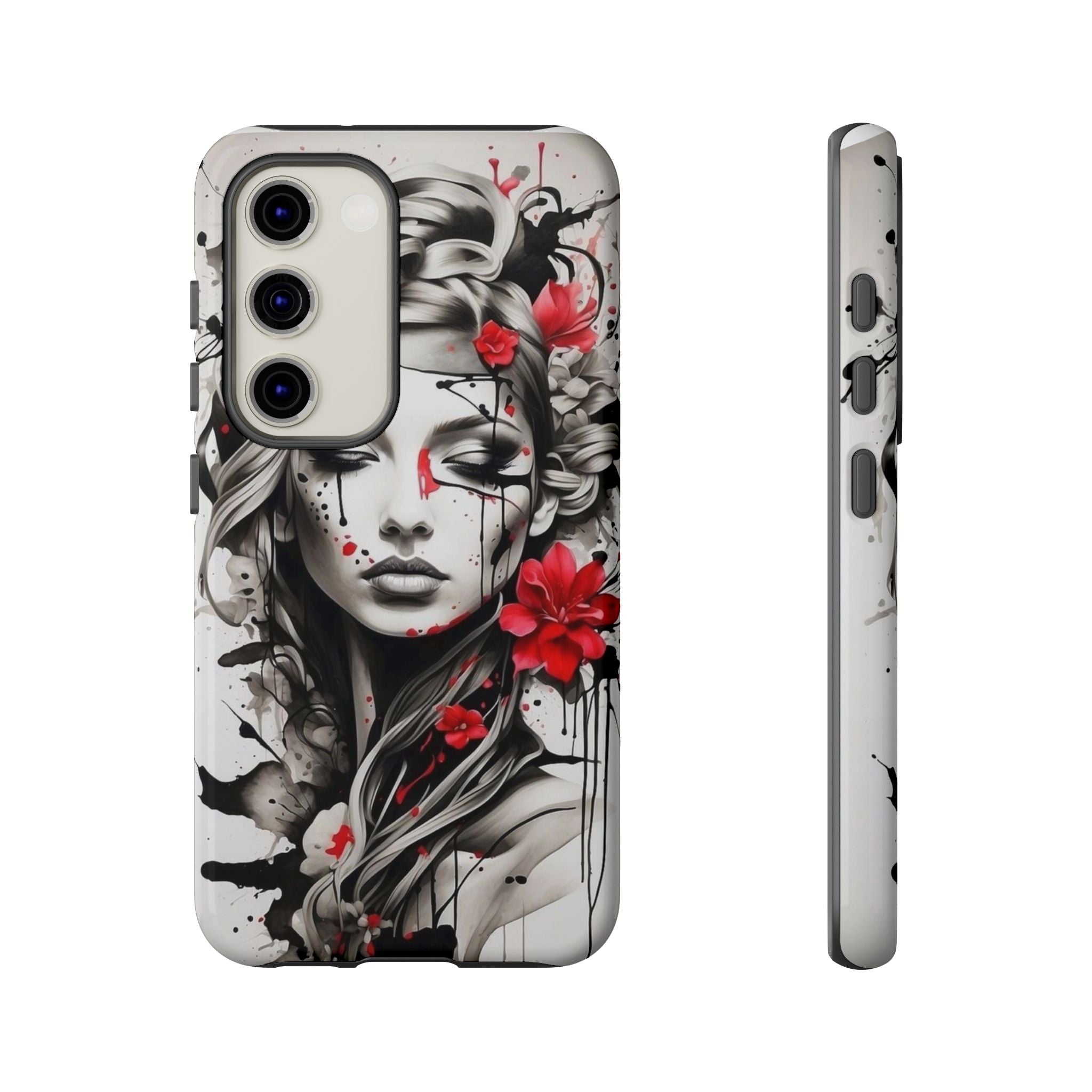 Phone Case Noir Floral Portrait Protective Tough Case