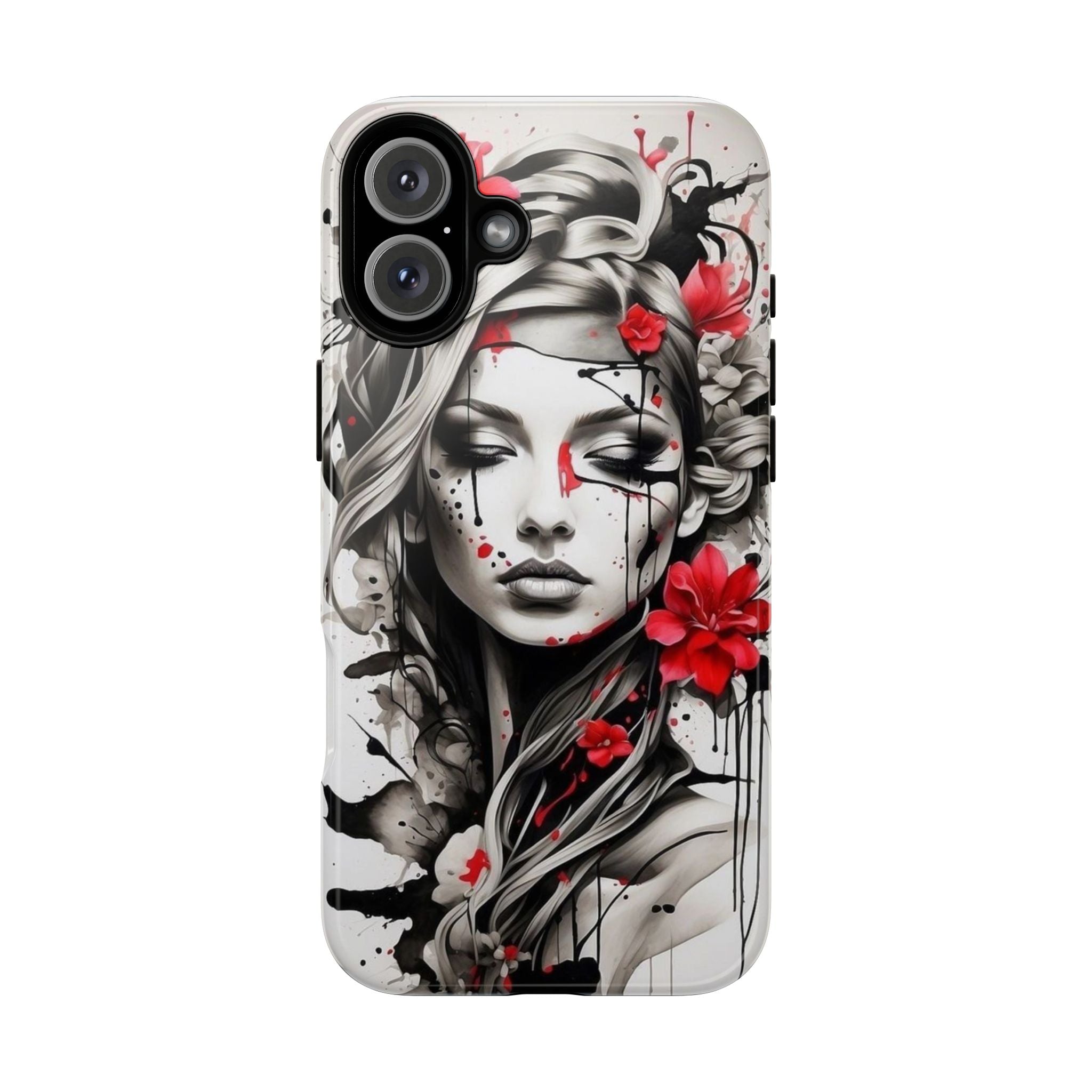 Phone Case Noir Floral Portrait Protective Tough Case