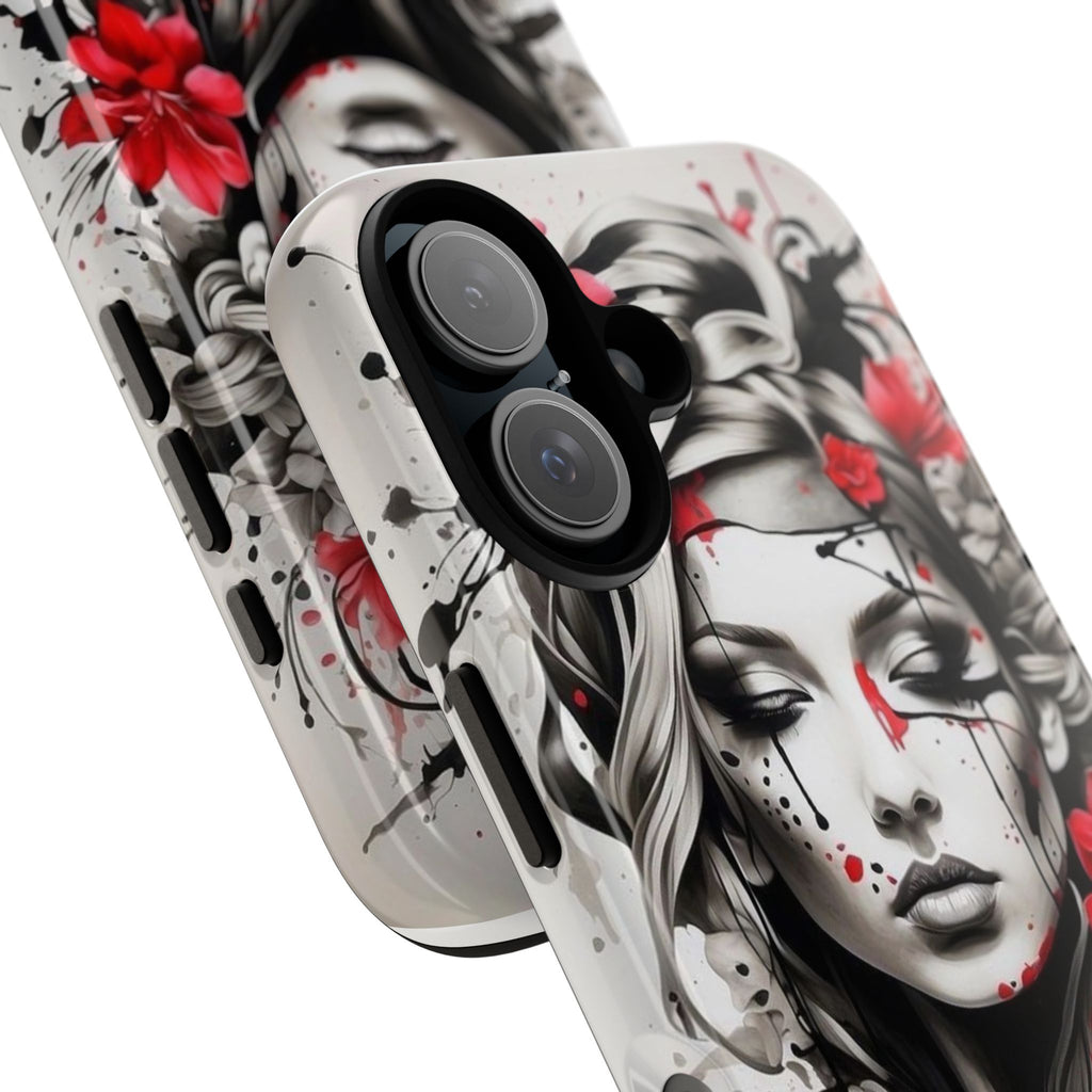 Phone Case Noir Floral Portrait Protective Tough Case