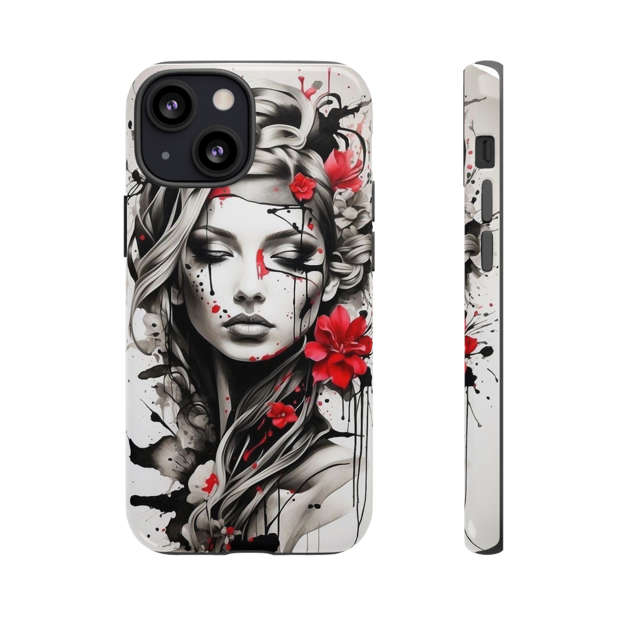 Phone Case Noir Floral Portrait Protective Tough Case