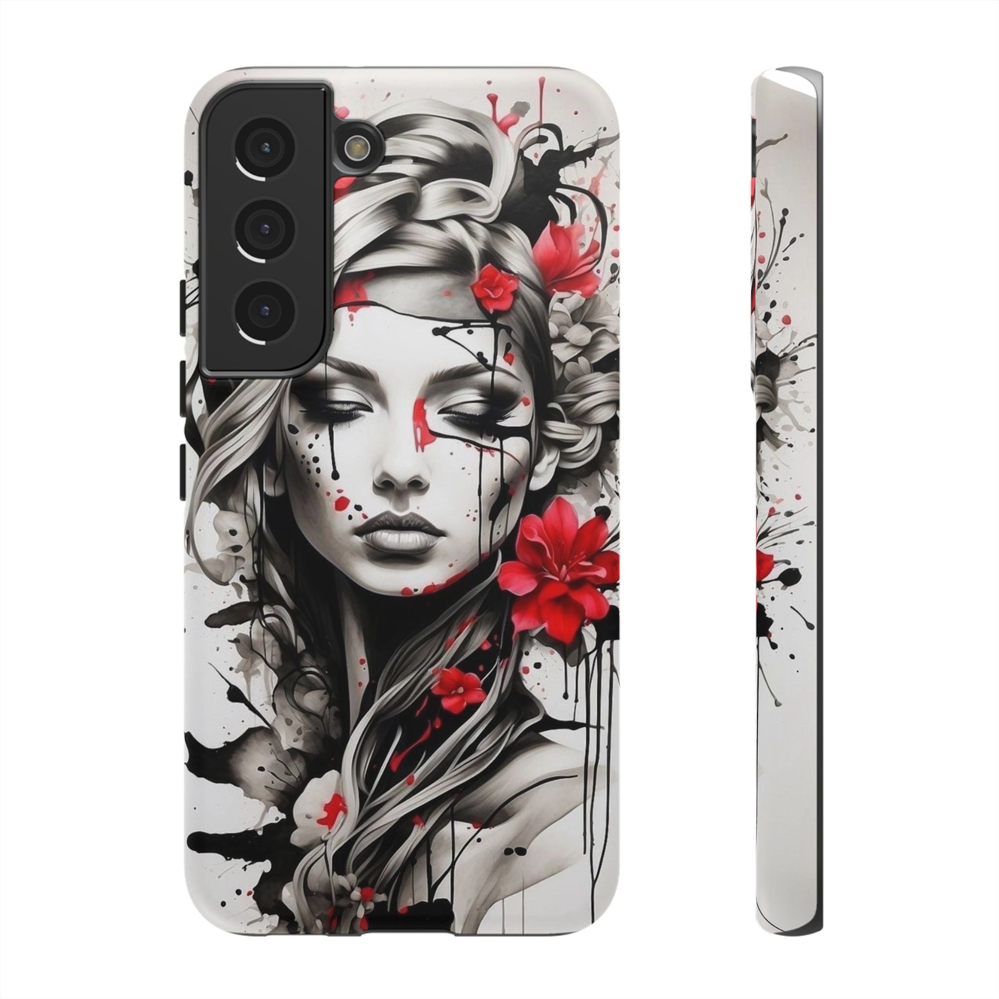 Phone Case Noir Floral Portrait Protective Tough Case