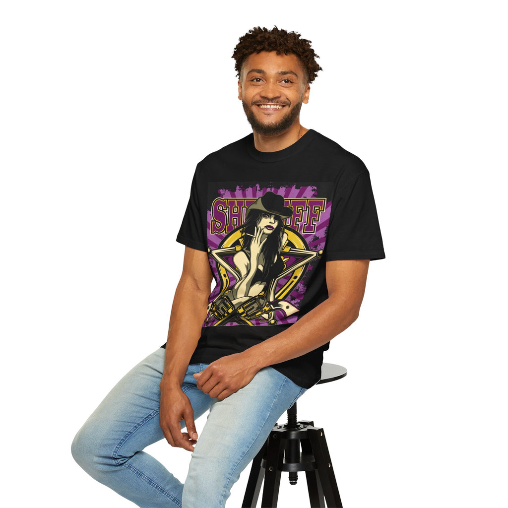 Sheriff Pinup Graphic T-Shirt — Vintage Western Woman Illustration