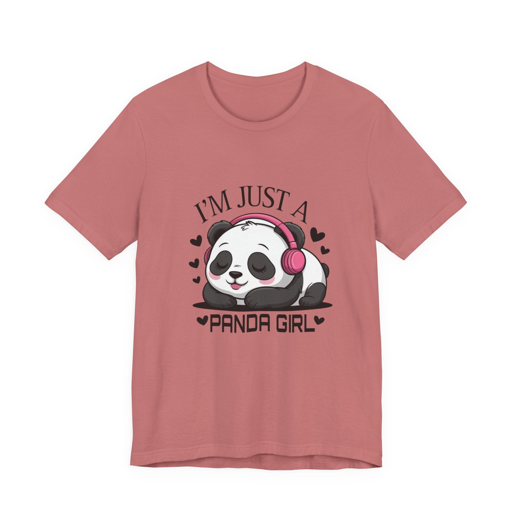 I’m Just a Panda Girl Tee Cute Panda Headphones Graphic T-Shirt