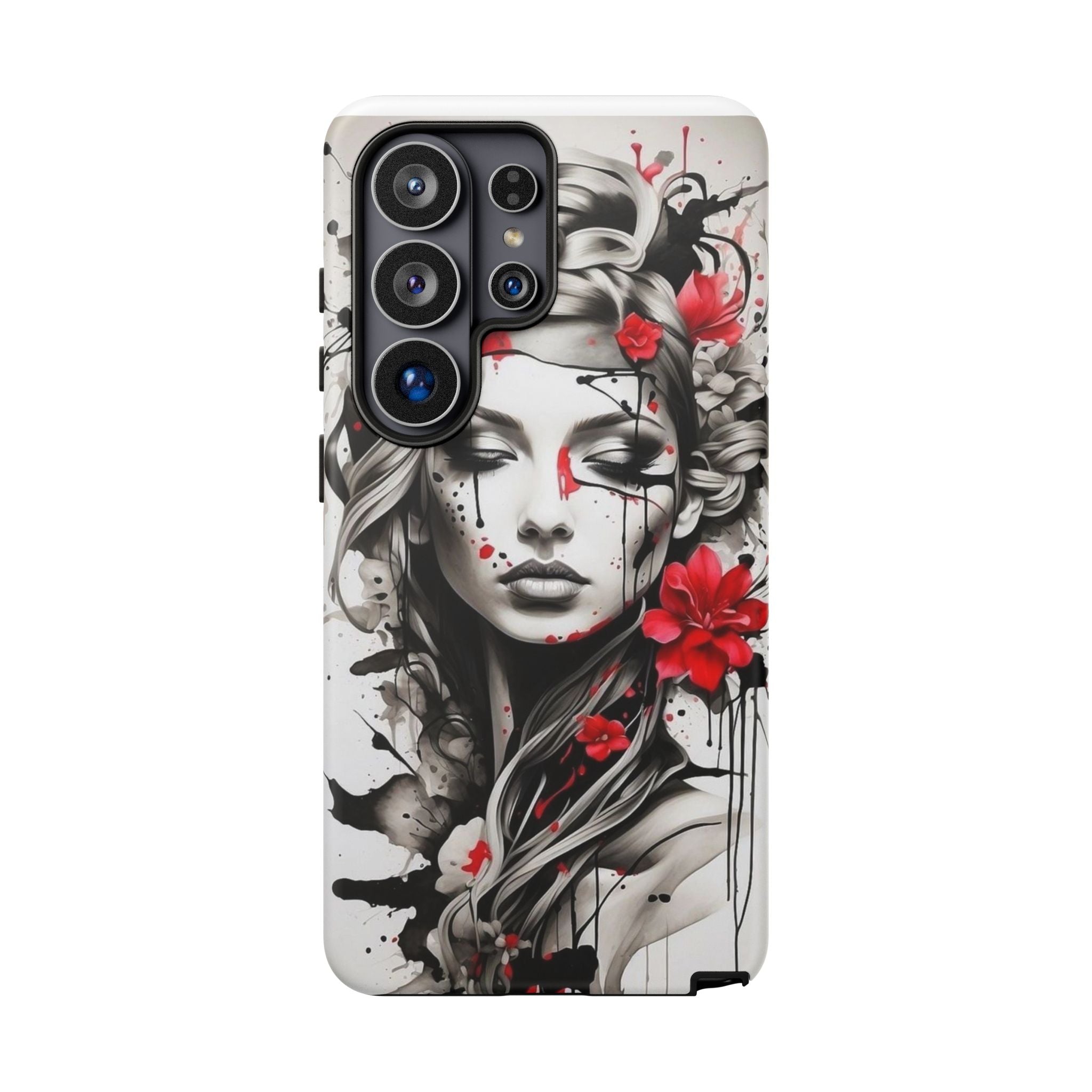 Phone Case Noir Floral Portrait Protective Tough Case