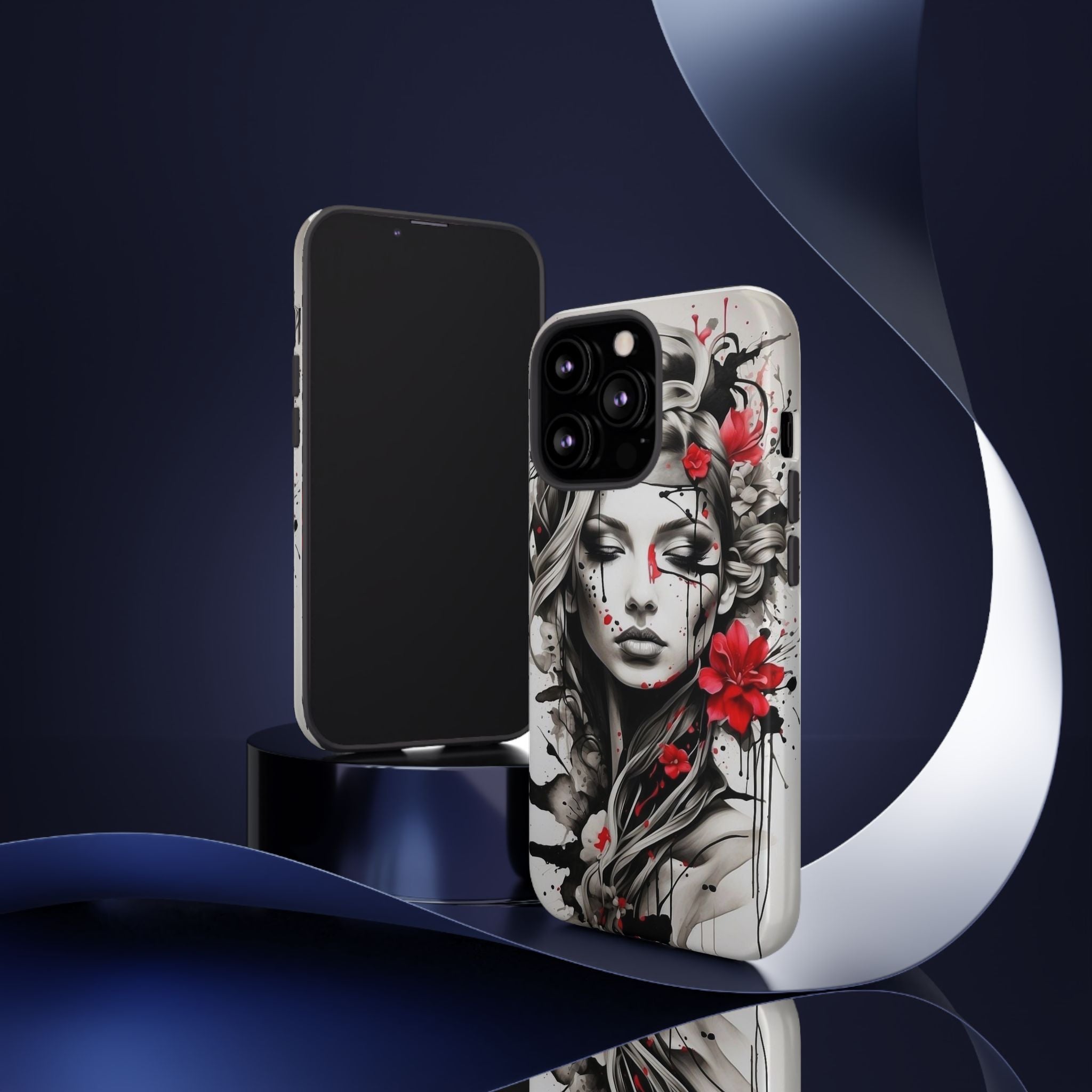 Phone Case Noir Floral Portrait Protective Tough Case