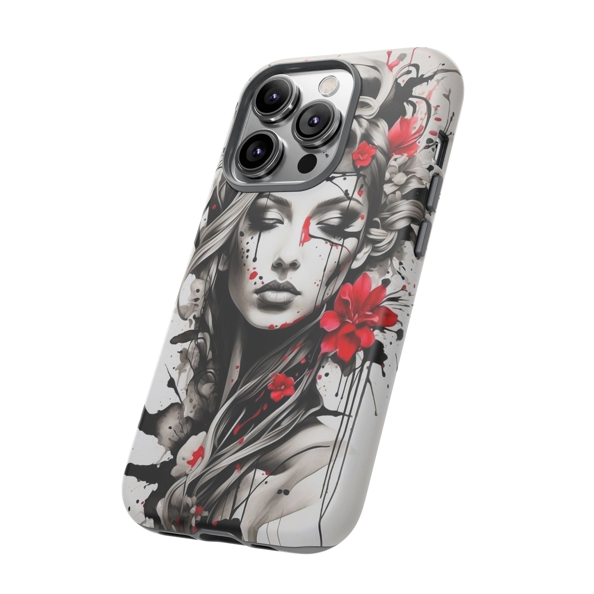 Phone Case Noir Floral Portrait Protective Tough Case