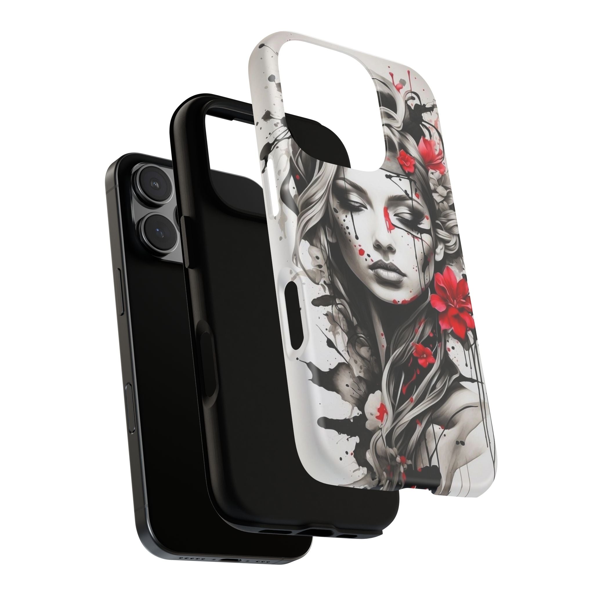 Phone Case Noir Floral Portrait Protective Tough Case
